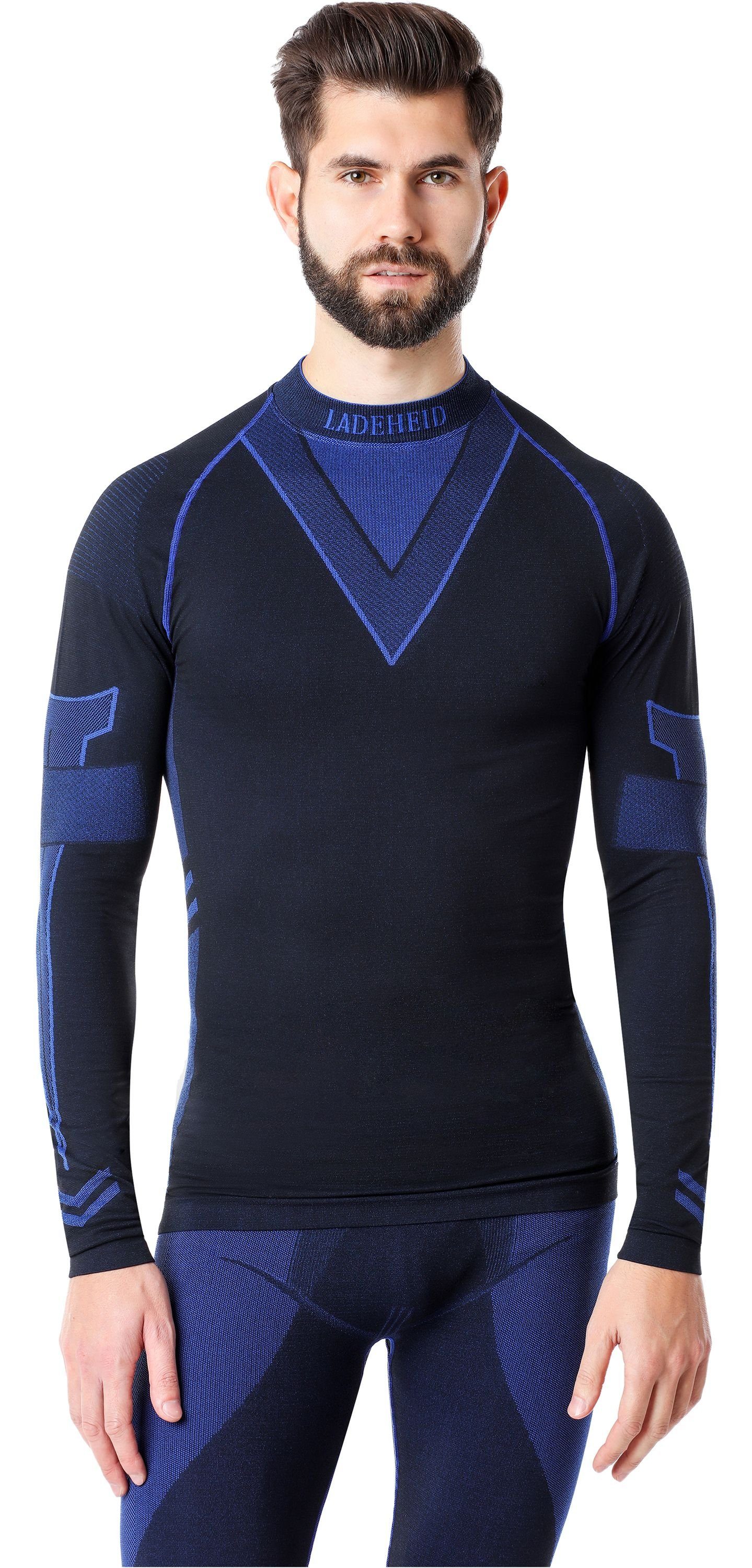 langarm Funktionsunterhemd Ladeheid Funktionsunterwäsche Schwarz/Marineblau Thermoaktiv LAGI001 Herren Shirt