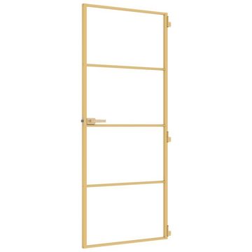 vidaXL Haustür Innentür Schlank Golden 83x201,5 cm Hartglas und Aluminium (1-St)