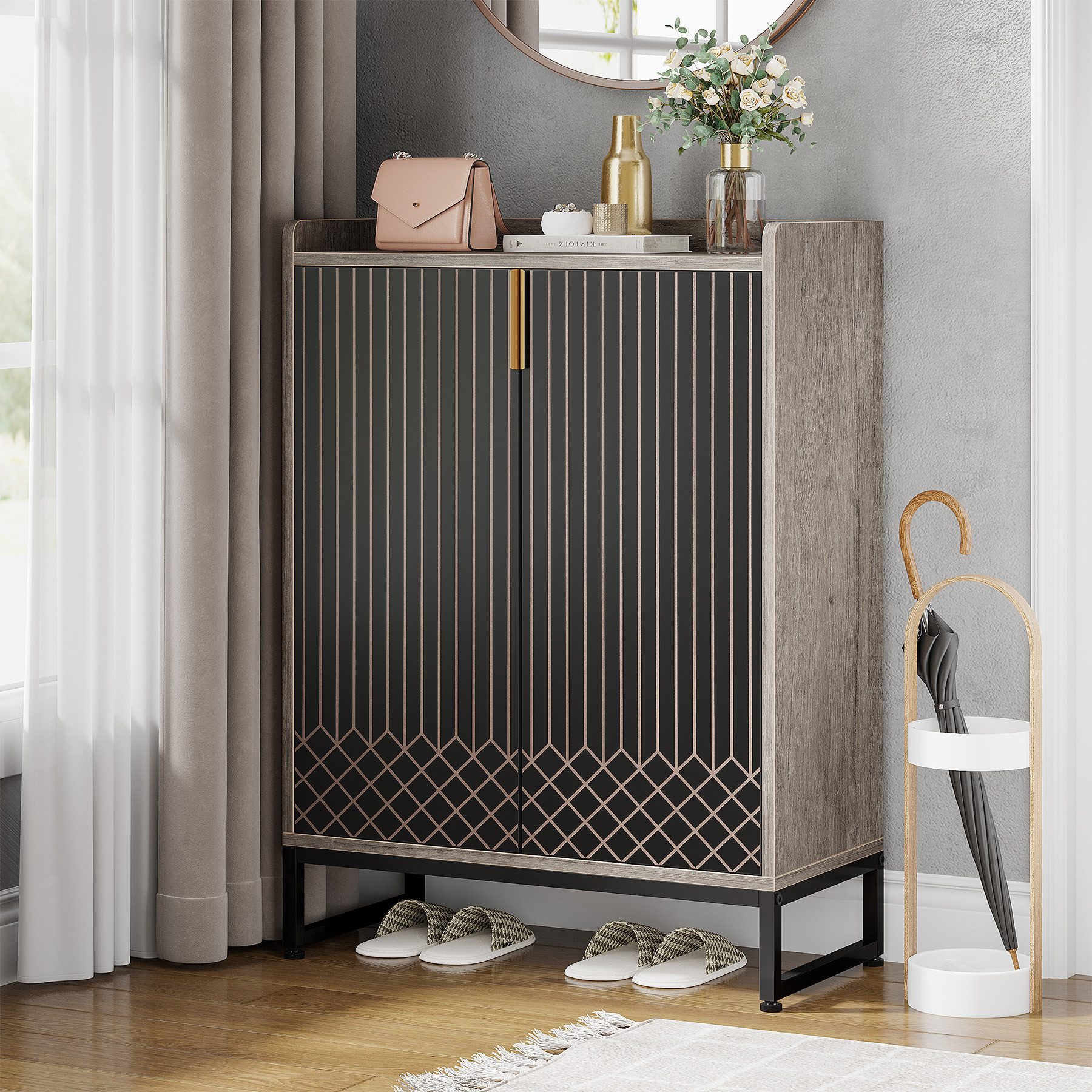 Tribesigns Schuhschrank Schuhschrank mit 2 Türen, Schuhregal Schuhkommode f günstig online kaufen