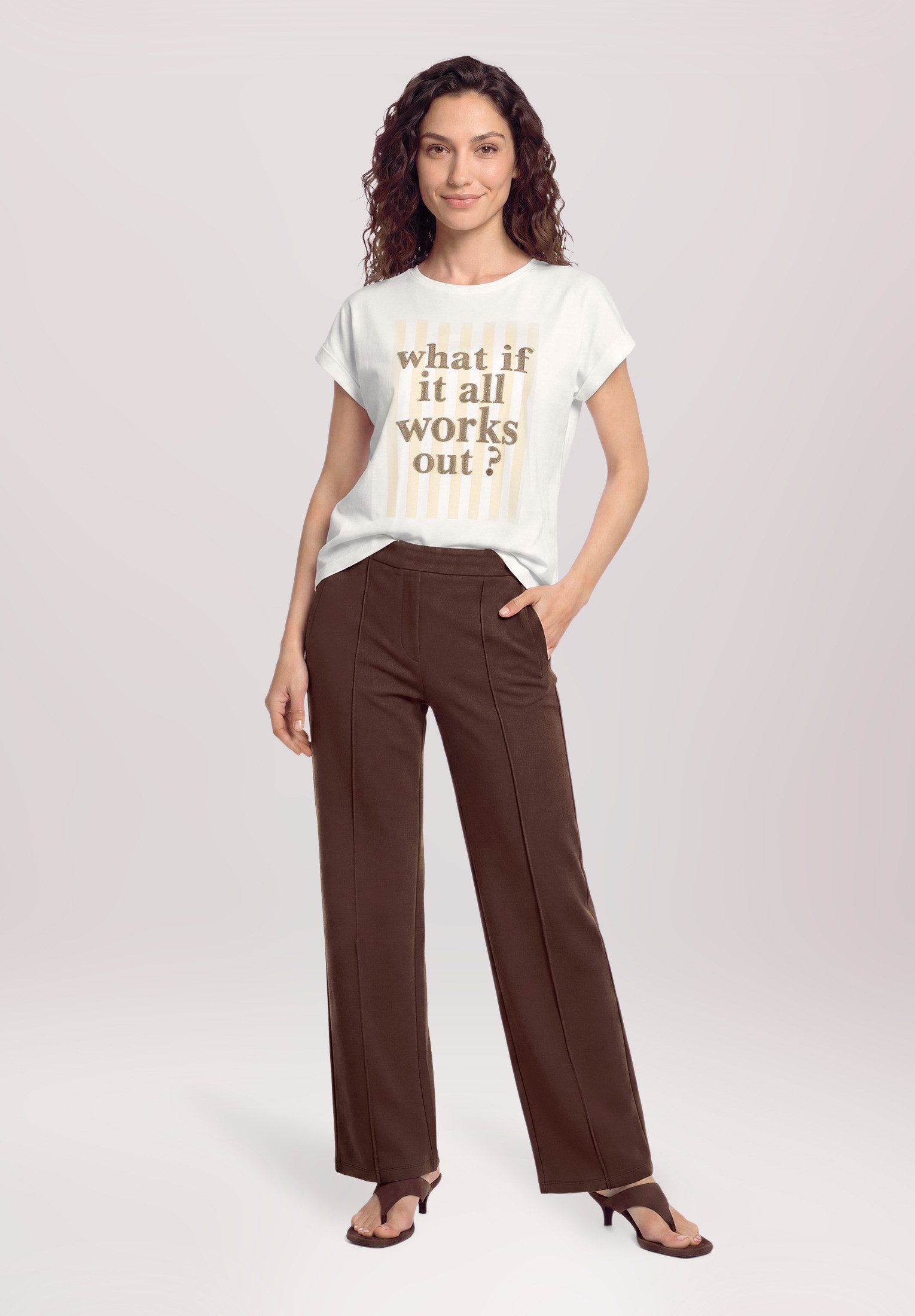 Cartoon Kurzarmshirt Damen mit Ärmelaufschlag (1-tlg)