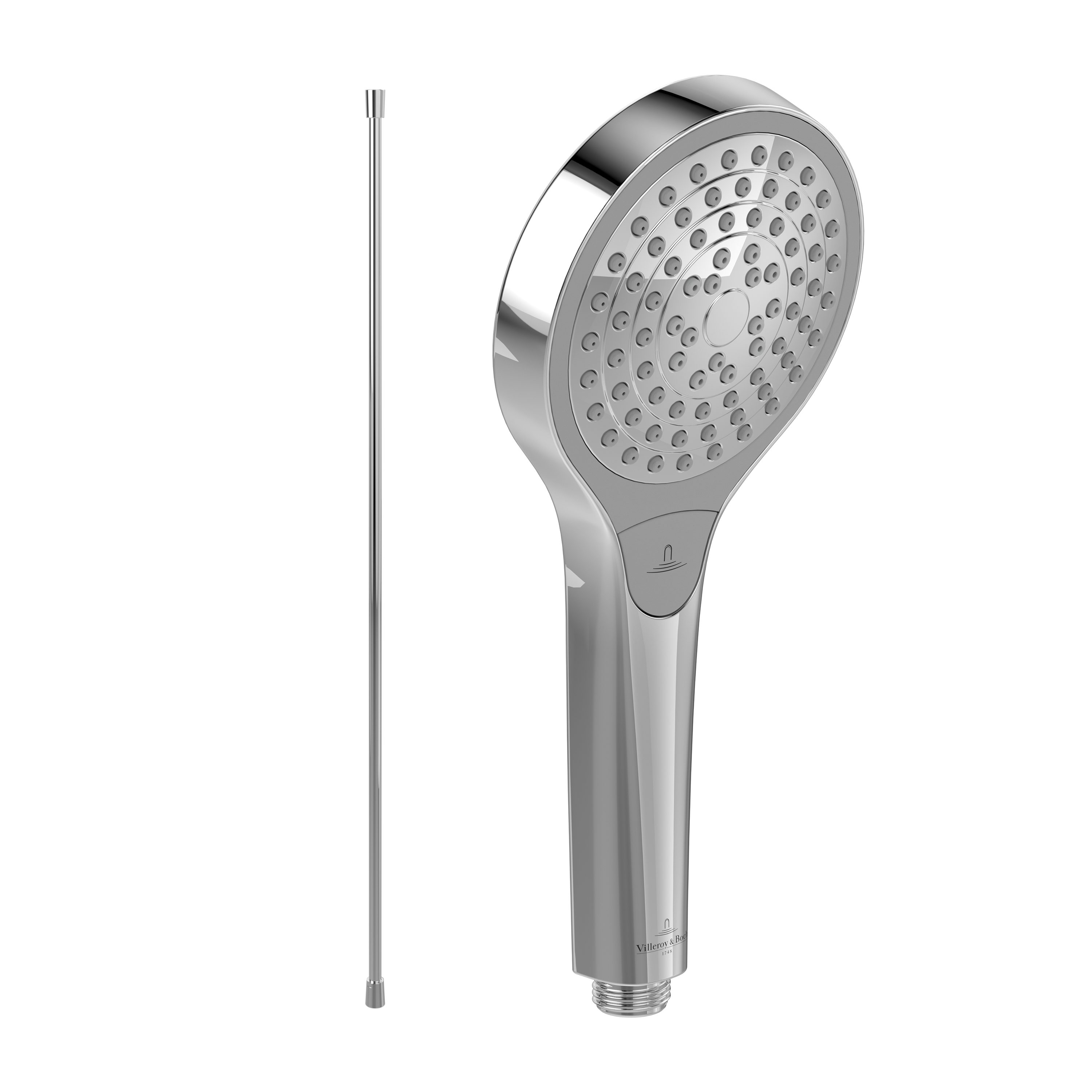 Villeroy & Boch Handbrause Verve Showers, Set aus Duschkopf und Handbrauseschlauch (1,60m), Chrom
