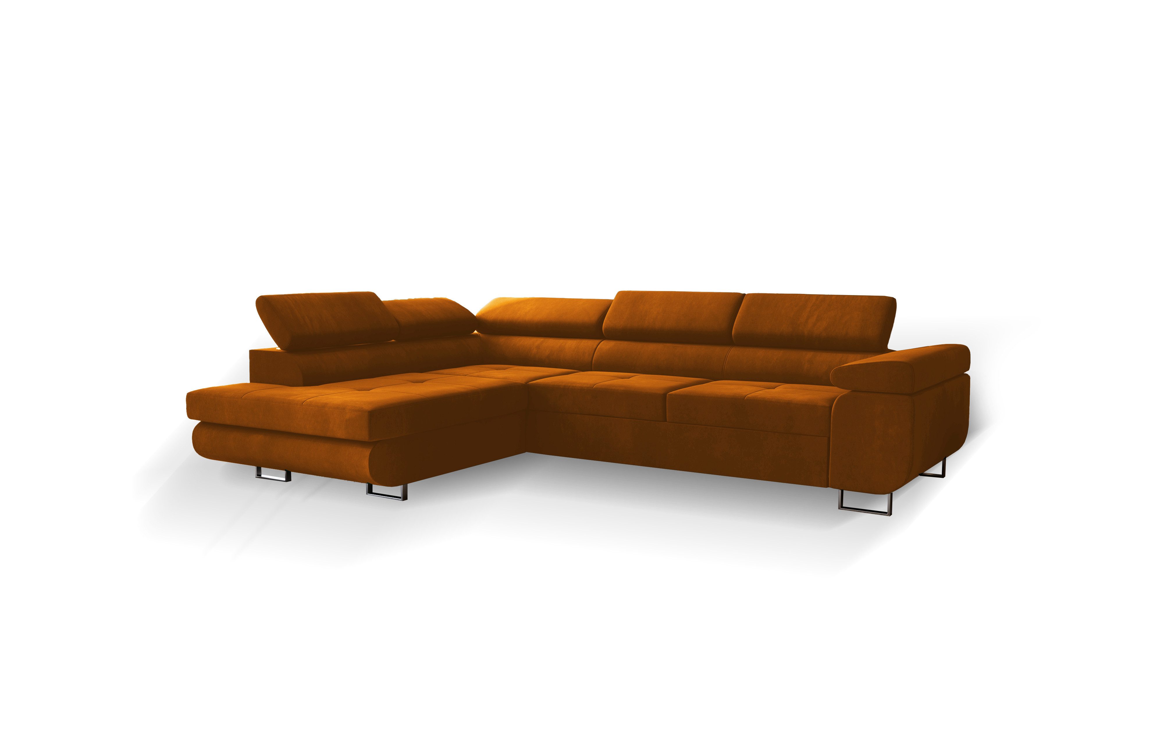 Goldstoff Ecksofa mit Schlaffunktion - Designersofa, Sofa mit Bettfunktion günstig online kaufen