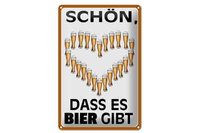 Hebold Flachmann Schild Blech 20x30cm - Made in Germany - Spruch schön dass es Bier gib
