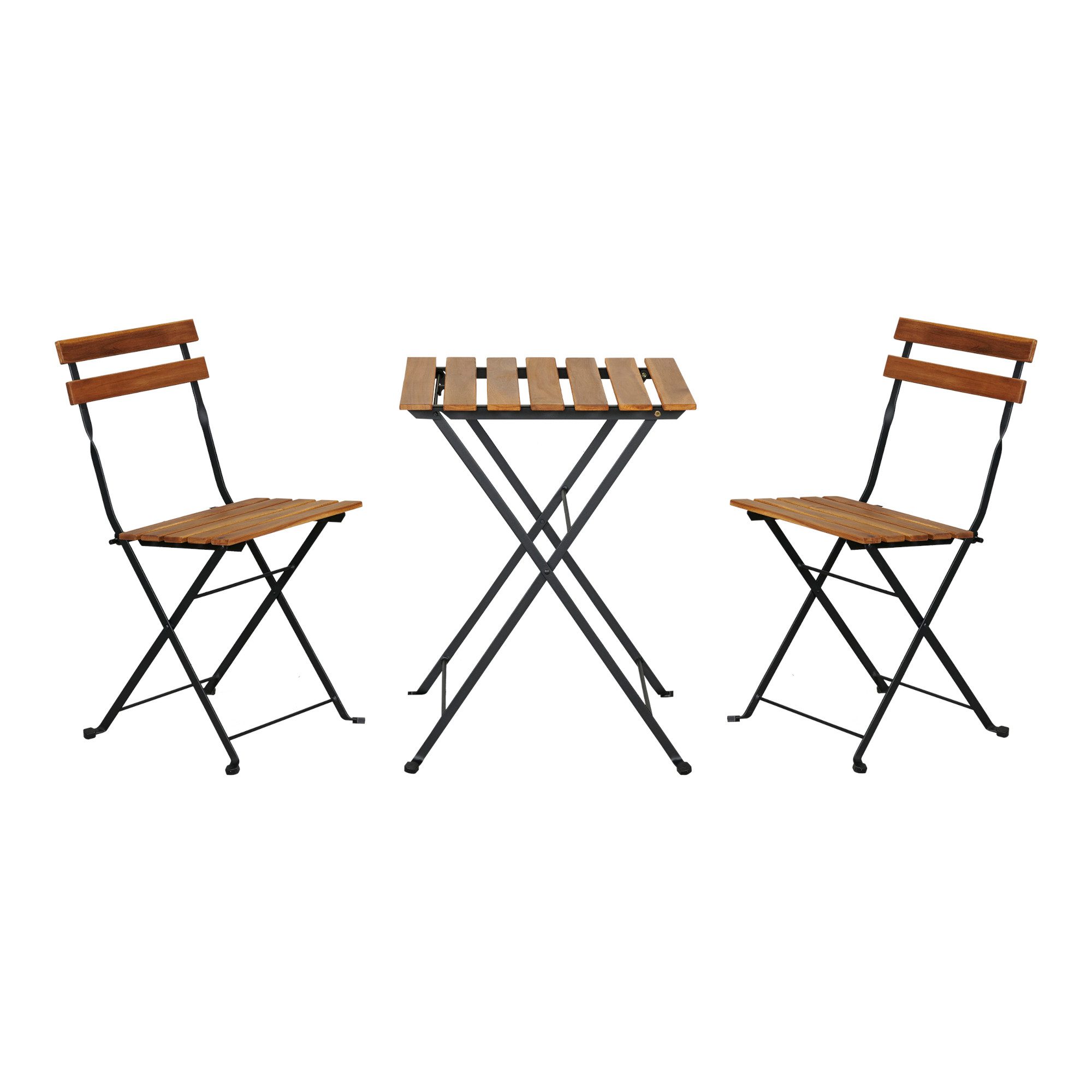 casa.pro Balkonset, (Set, 3-tlg., 1 Tisch, 2 Stühle), »Bovino« 3-tlg. Akazienholz Stahl