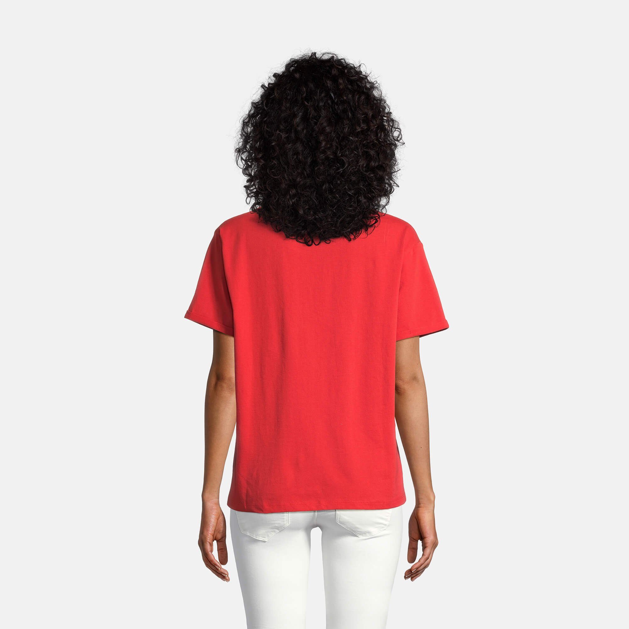 chilli red Damen Moratz salzhaut T-Shirt Baumwolle aus Front-Beflockung Kurzarm-Shirt Liebe mit