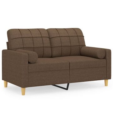 vidaXL Sofa 2-Sitzer-Sofa mit Zierkissen Braun 120 cm Stoff