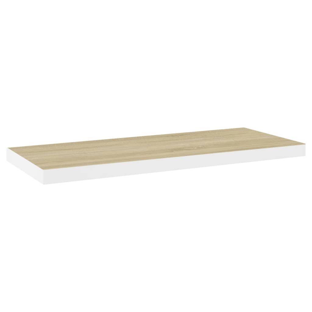 furnicato Wandregal Schweberegale 2 Weiß cm MDF 80x23,5x3,8 Stk. Eichen-Optik und