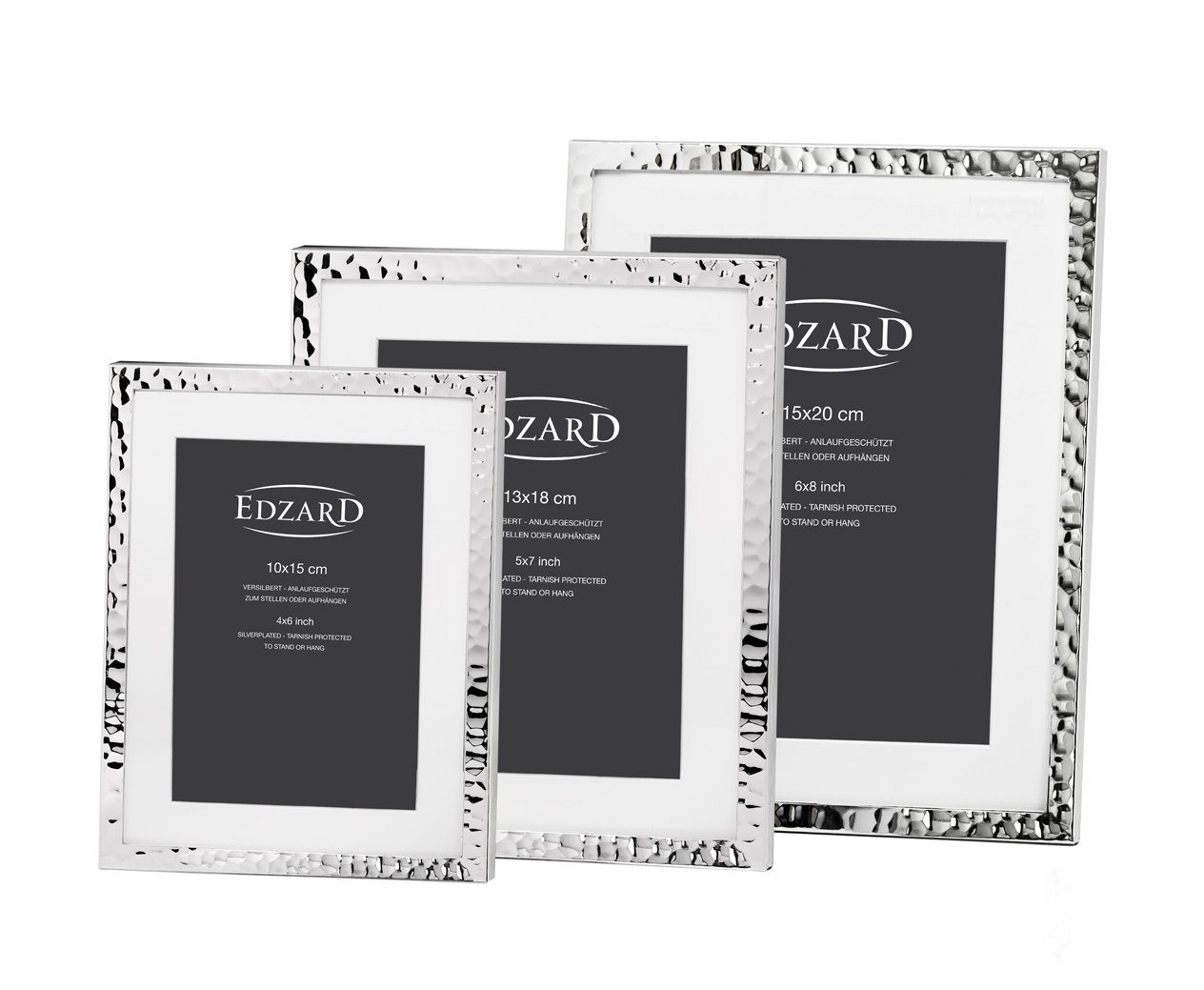EDZARD Bilderrahmen Fano, versilbert und anlaufgeschützt, für 15x20 cm Bilder – Fotorahmen
