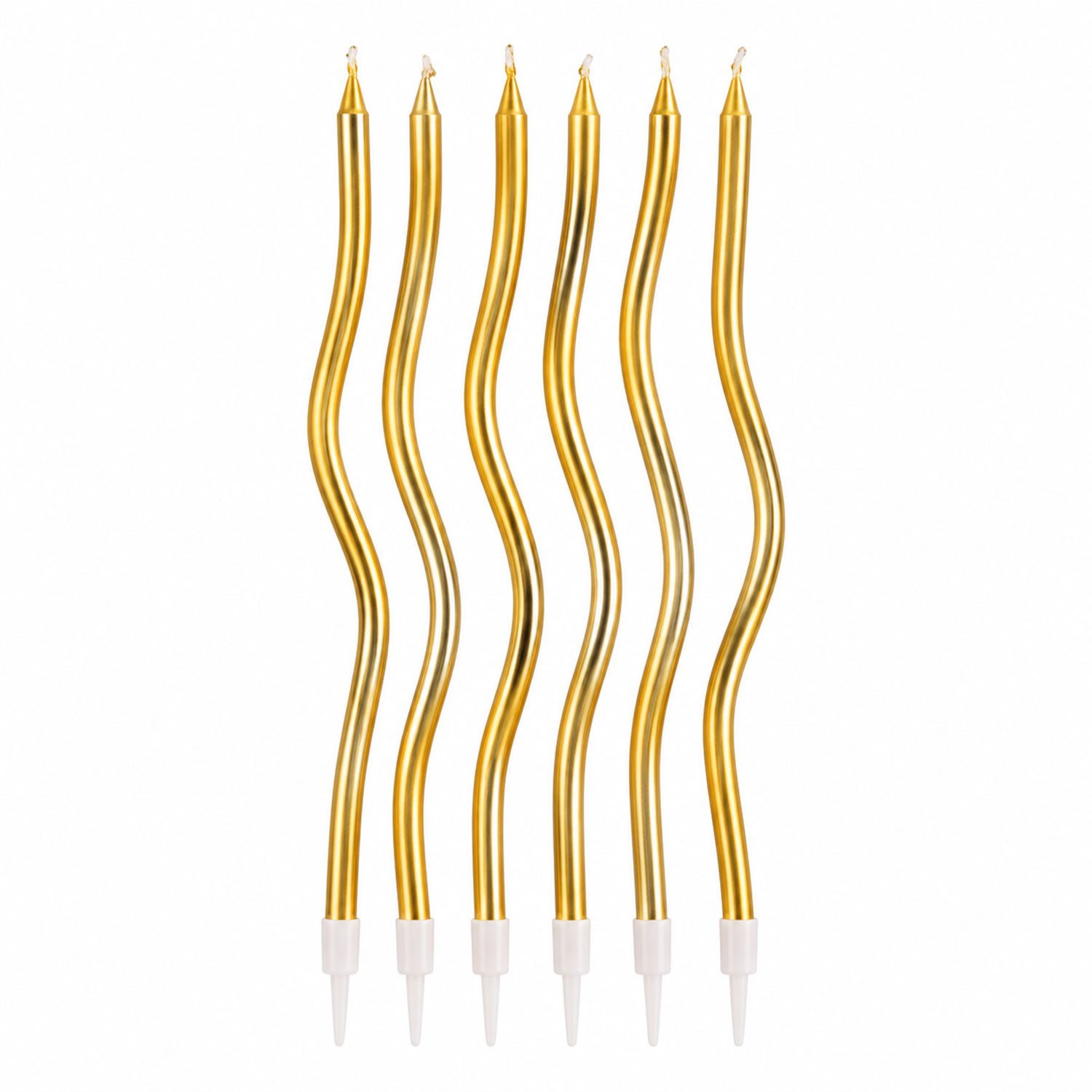 Jungengel Geburtstagskerze 6er Tortenkerzen 15cm für Kuchen Partykerzen Kuchenkerzen Gold Silber (Spar-Set, 6-tlg., 6 Tortenkerzen in einheitlicher Farbe), gewellte Tortenkerzen, 2x Farben erhältlich, 0,4 cm Breite