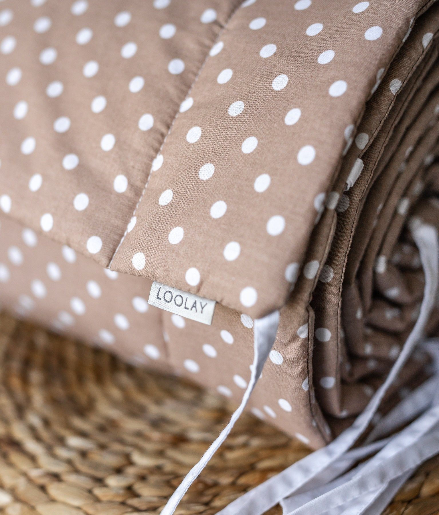 Loolay Bettnestchen Taupe BRAUN Punkte Bettumrandung Babybett 420, 360, 210 günstig online kaufen