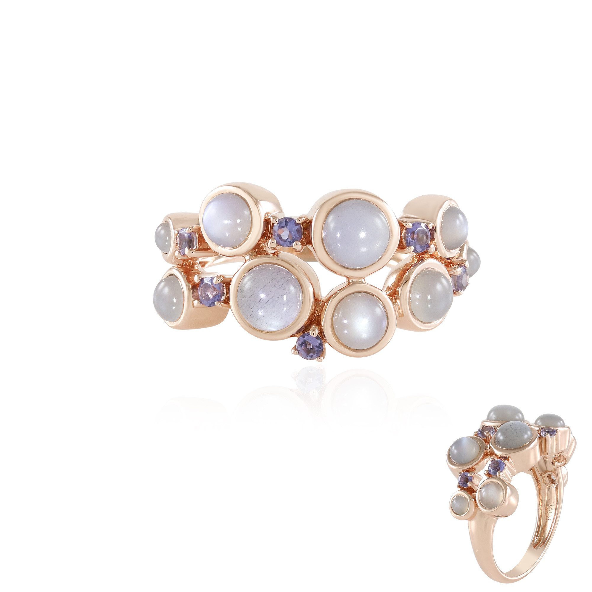 Cavill Silberring Mondstein Iolith Rose Gold-Plated Silber Ring (1-tlg)