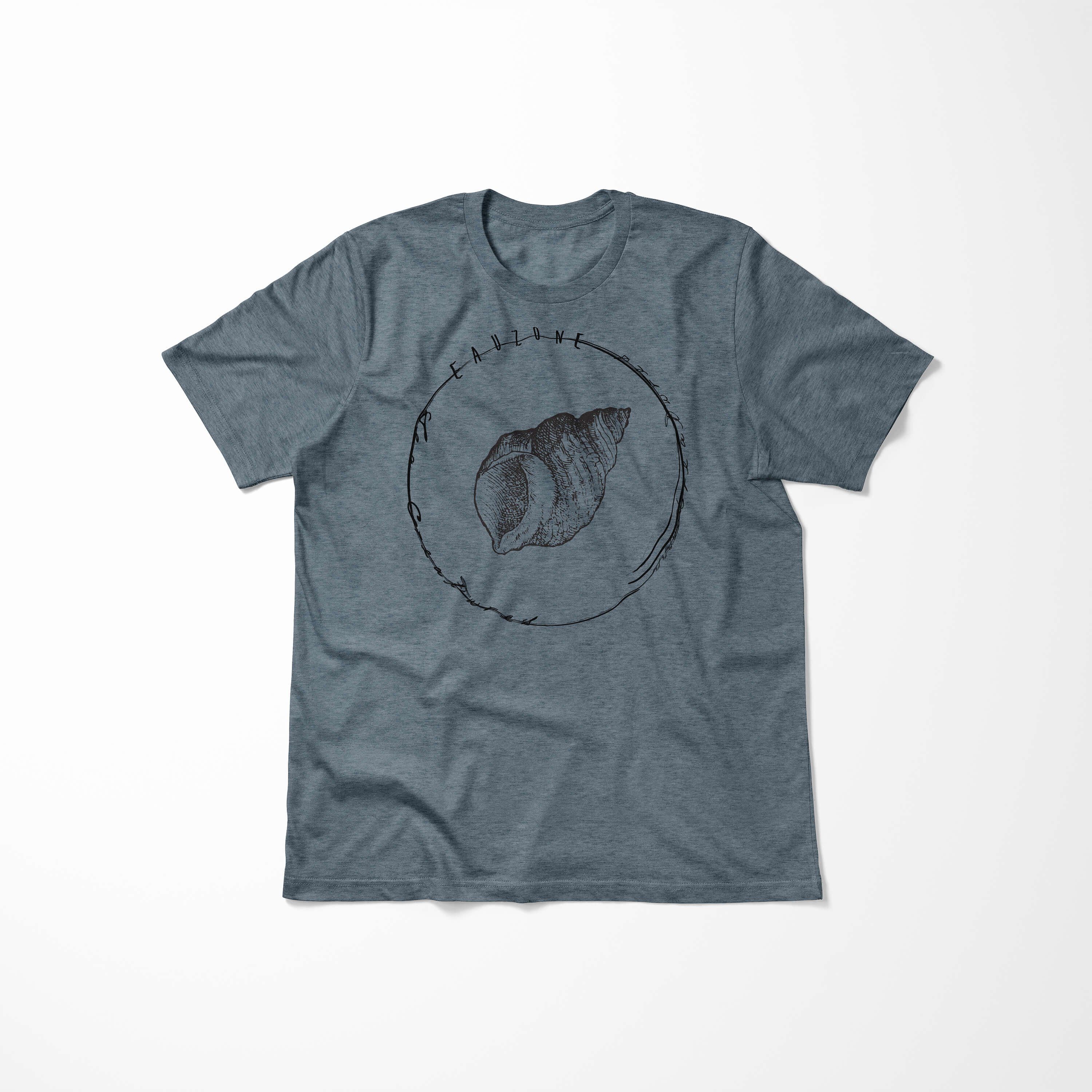 Sea Schnitt 025 Creatures, Fische sportlicher Sea Tiefsee T-Shirt Art T-Shirt Serie: - Struktur feine und Sinus Indigo /