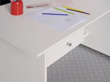 Parisot Hochbett 2159COMB - Swan Einzelbettgestell Hochbett mit Schreibtisch in Weiß 2 Türiger Schrank Ablagefächer Schublade (Komplett, 0-St., Komplett) Schreibtisch