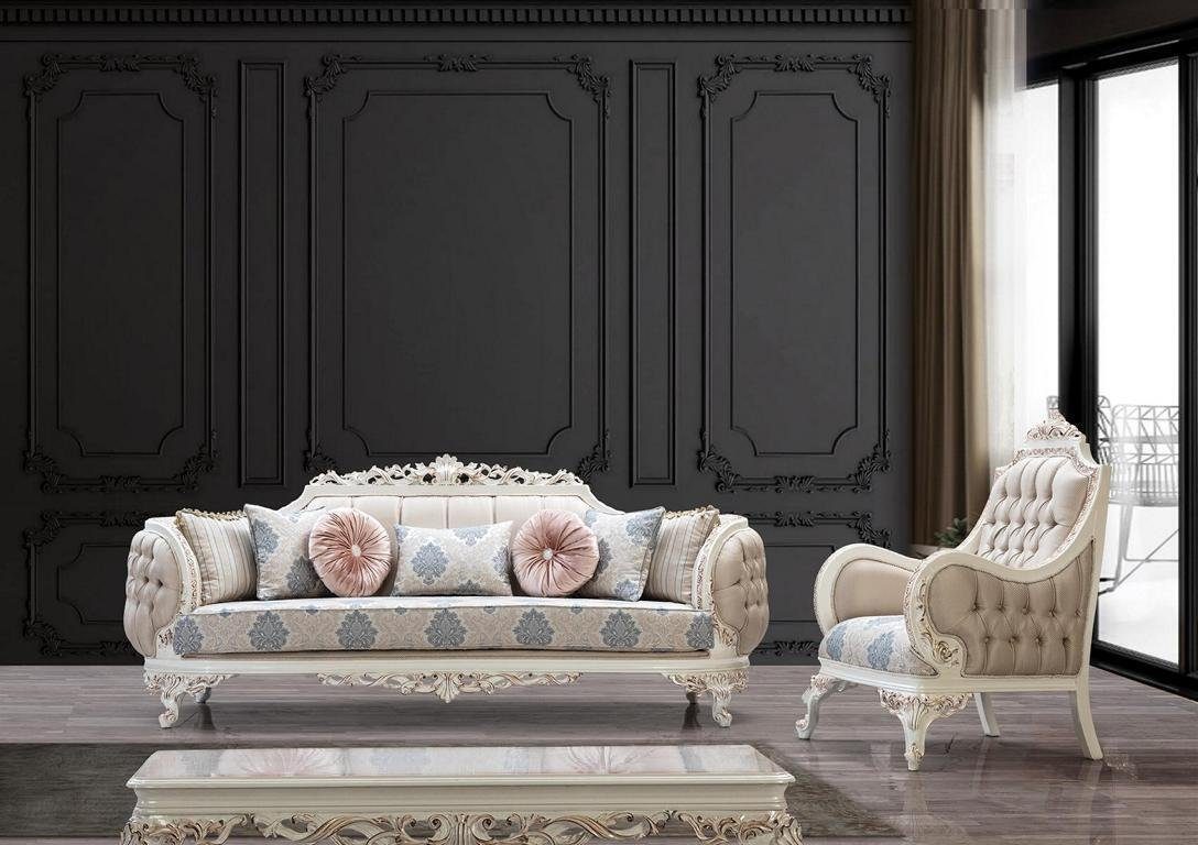 JVmoebel Sofa Sofagarnitur Klassische Luxus Sofas Sessel Wohnzimmer set 3+1Sitzer, Made In Europe