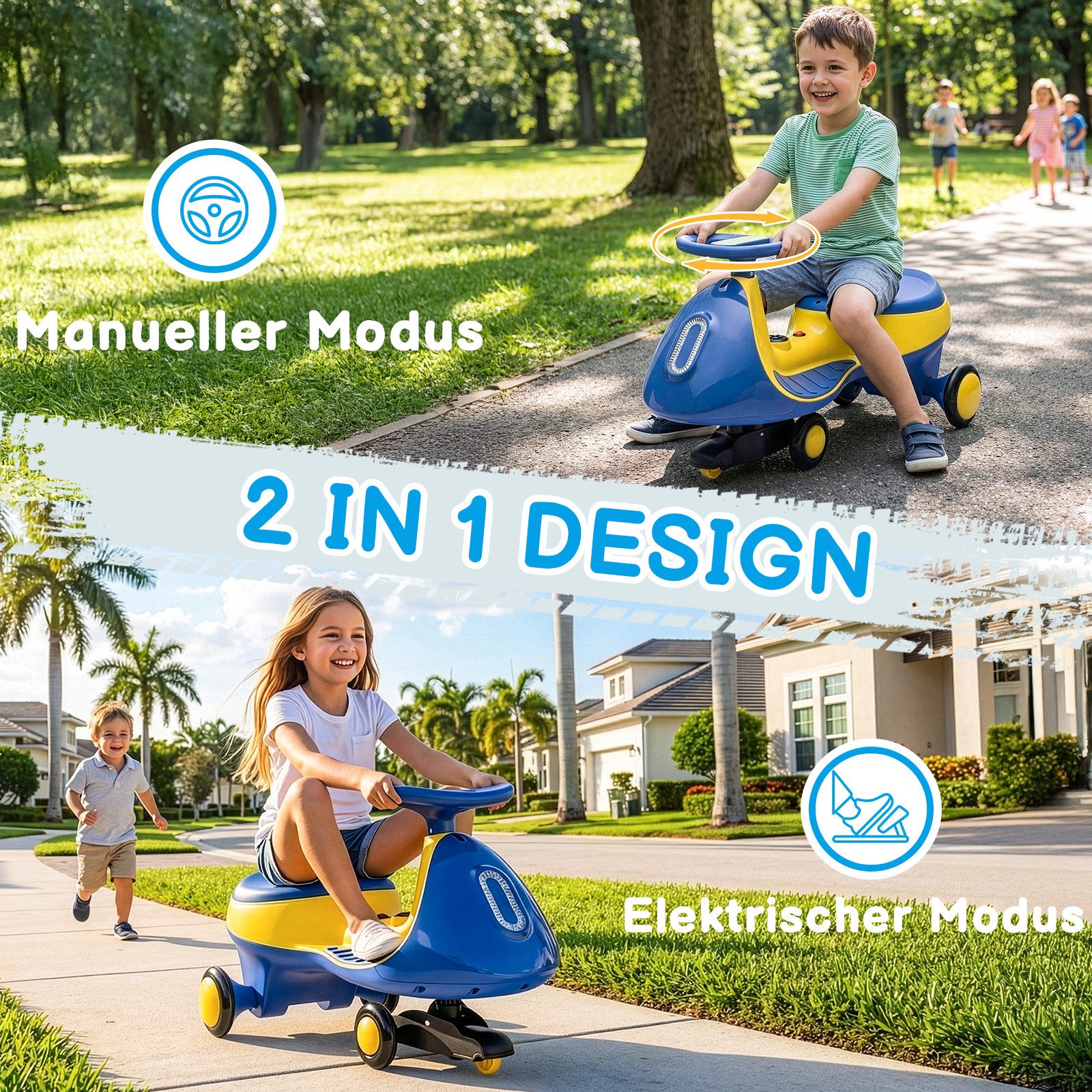 LALAHO Elektro-Kinderauto Elektro-Kinderauto, 12V Musik Bluetooth Lautstarke Licht/ Beleuchtung