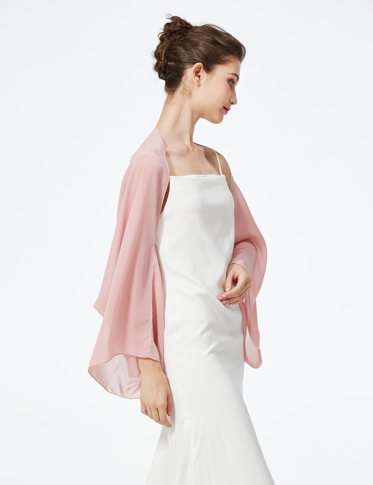 Zaewry Modeschal Damen Chiffon-Bolero, locker geschnitten, mit langen Ärmeln, ideal als Überwurf für Sommerhochzeiten, Abendveranstaltungen