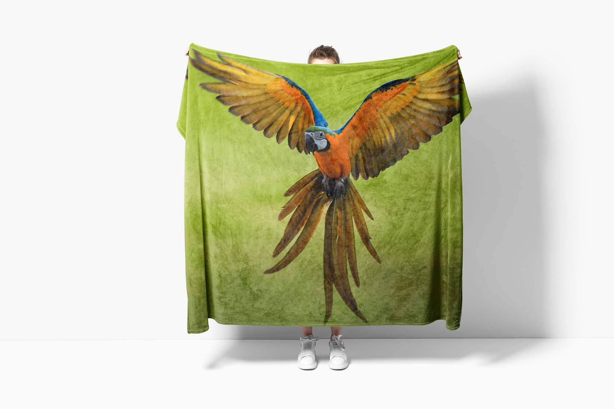 (1-St), Flug, Strandhandtuch Handtuch Papagei Handtücher mit Art Saunatuch Sinus Baumwolle-Polyester-Mix Tiermotiv Handtuch im Kuscheldecke