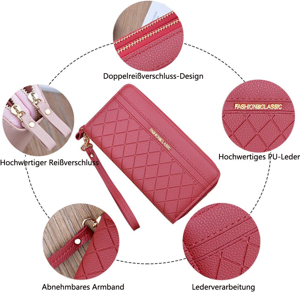 Coonoor Geldbörse Damen Portemonnaie mit vielen Fächern, Portemonnaie mit R günstig online kaufen