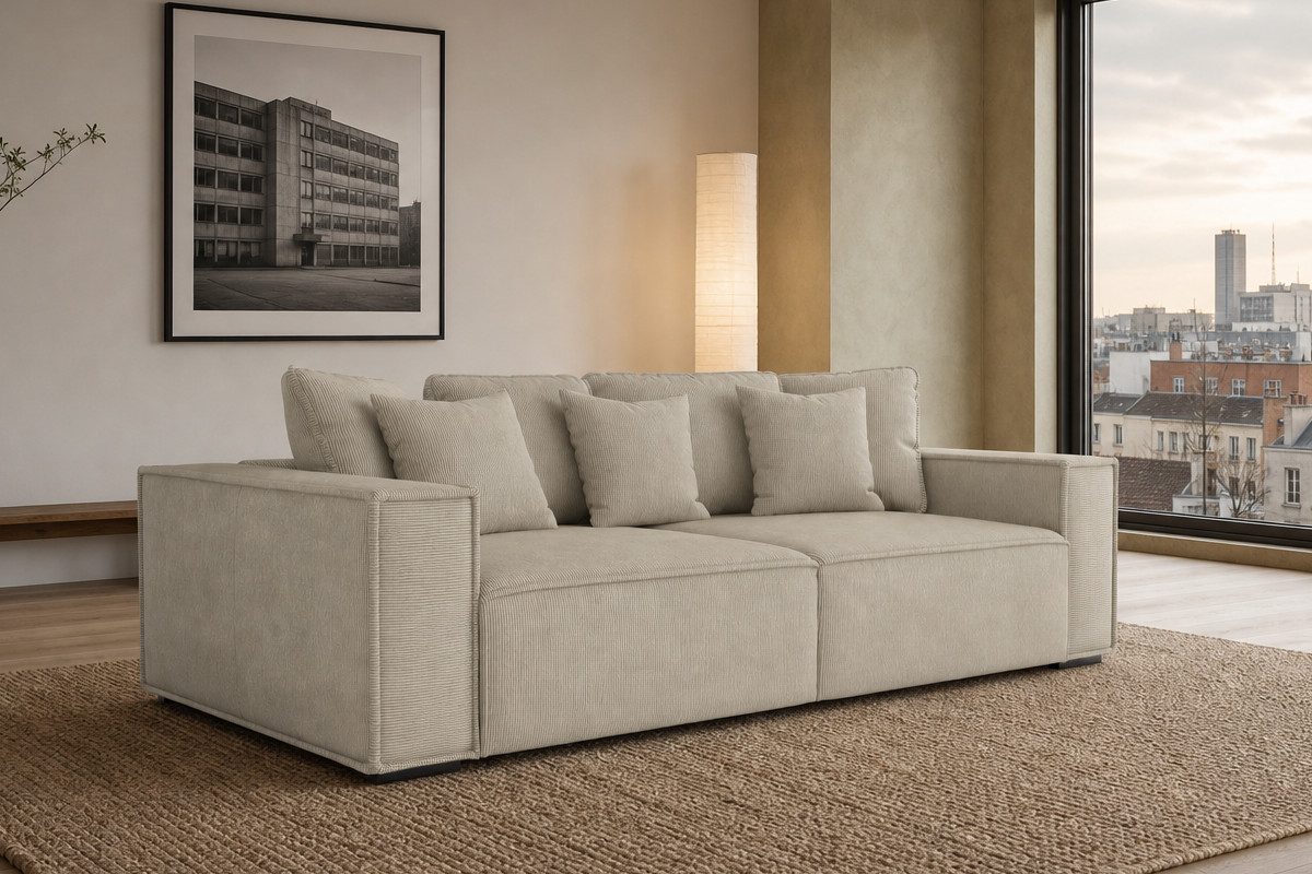 foamnova Big-Sofa York, Loungesofa, große Sitzfläche, 7 Kissen