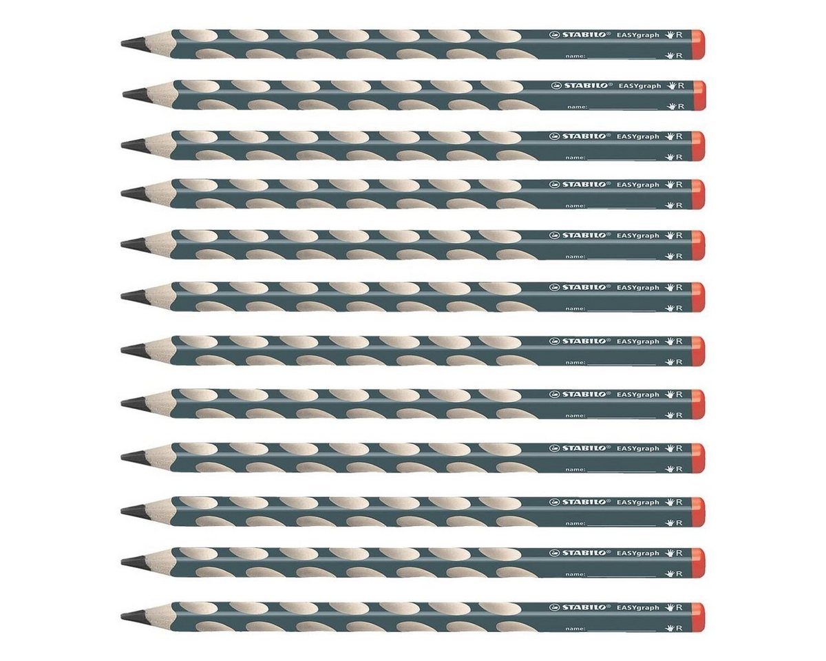 STABILO Bleistift EASYgraph, (12-tlg), HB (mittelweich), Dreikant, für Rechtshänder, mit Namensfeld