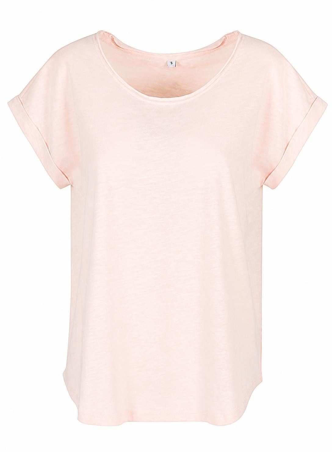Build Your Brand Rundhalsshirt Damen Long Slub Tee / Hinten extra lang geschnitten