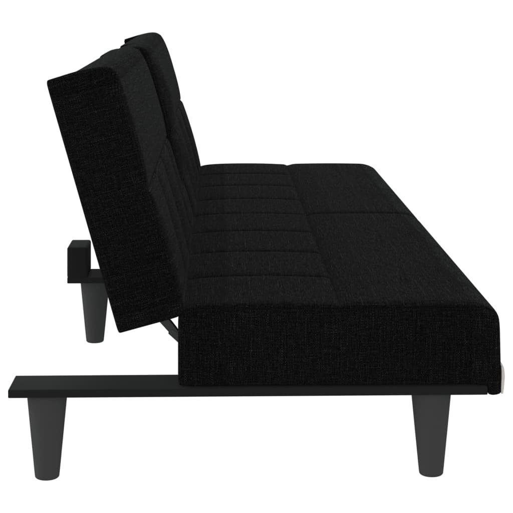 Schlafsofa mit Getränkehaltern Sofa vidaXL Stoff Schwarz