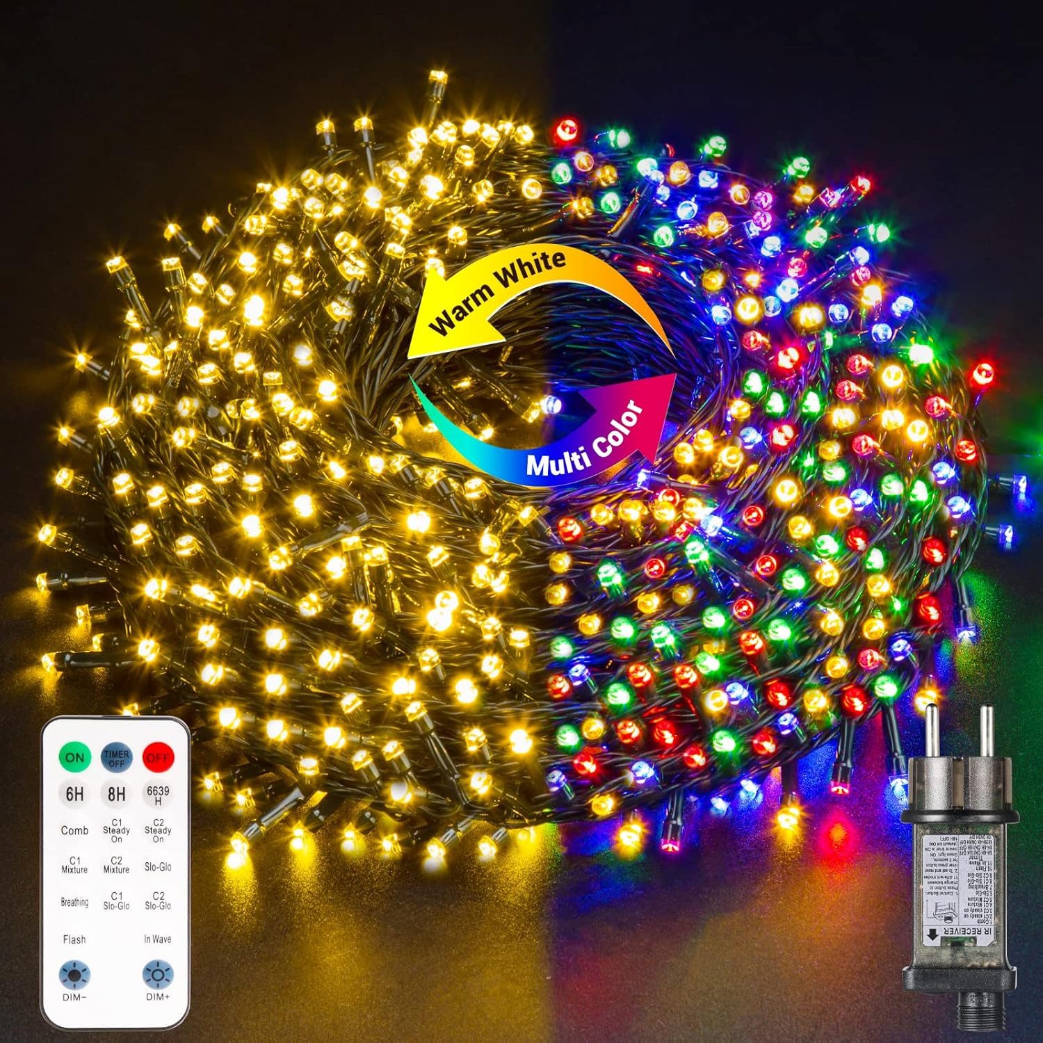 Elegear Lichterkette 20M LED Lichtervorhang mit Timer/MemoryFunktion