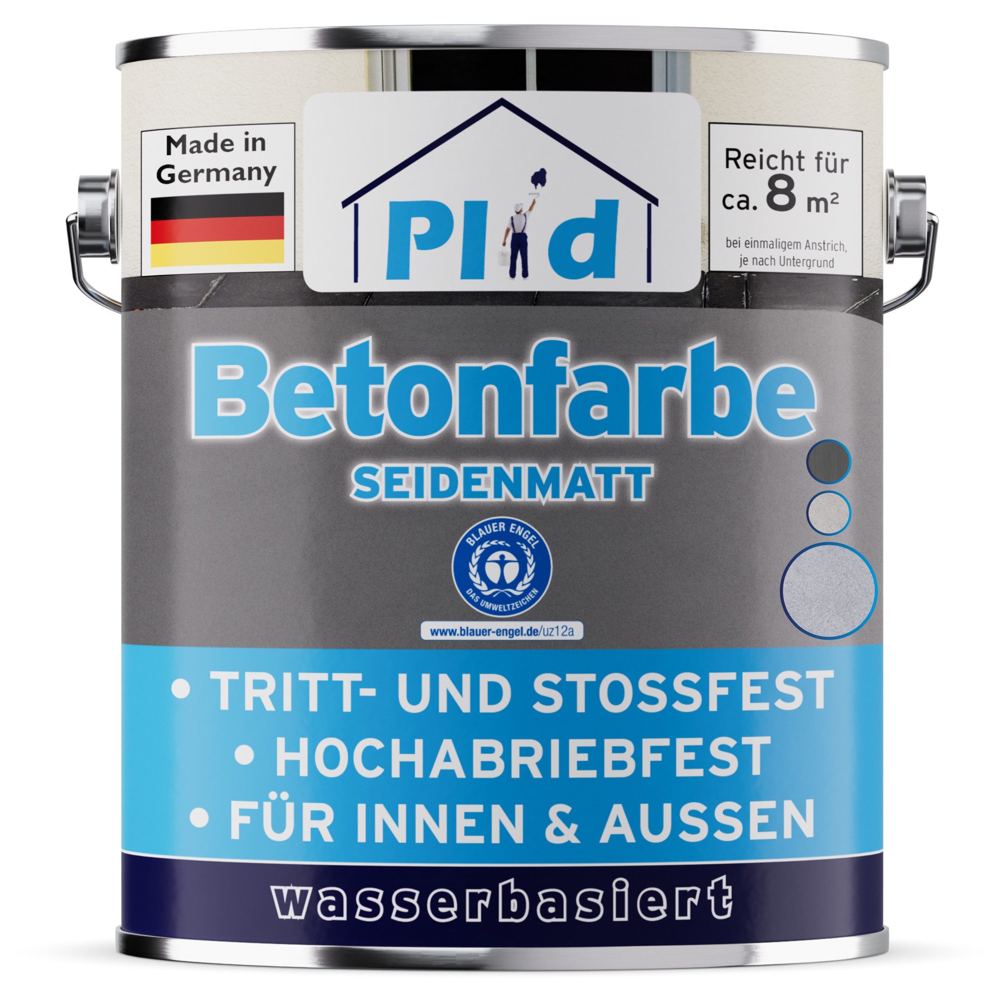 plid Acryl-Flüssigkunststoff Betonfarbe Bodenbeschichtung Bodenfarbe Sockelfarbe Flüssigkunstoff, Schnelltrocknend