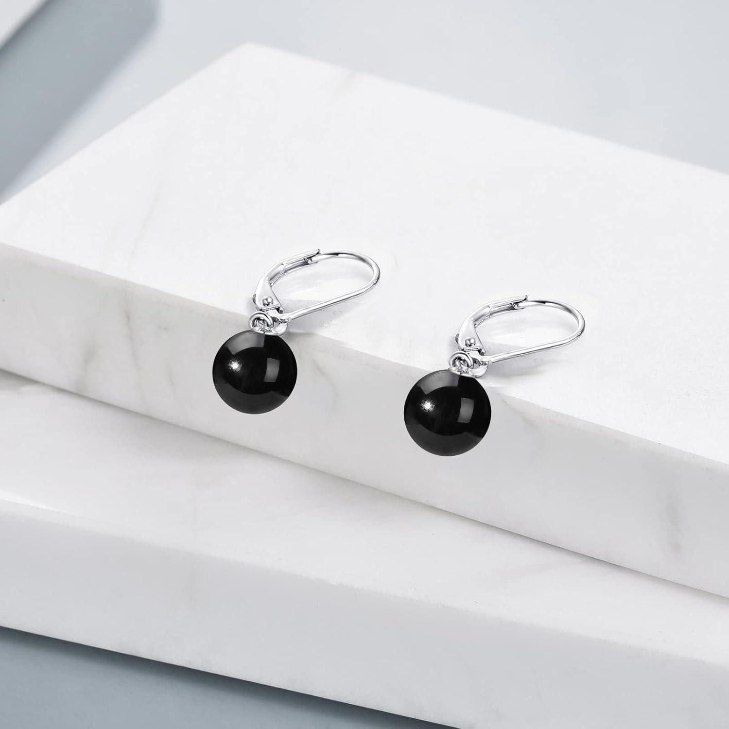 LuxusKollektion Perlenohrringe Ohrringe Perle Sterling Silber Hängend Damen Mädchen Schwarzer Onyx