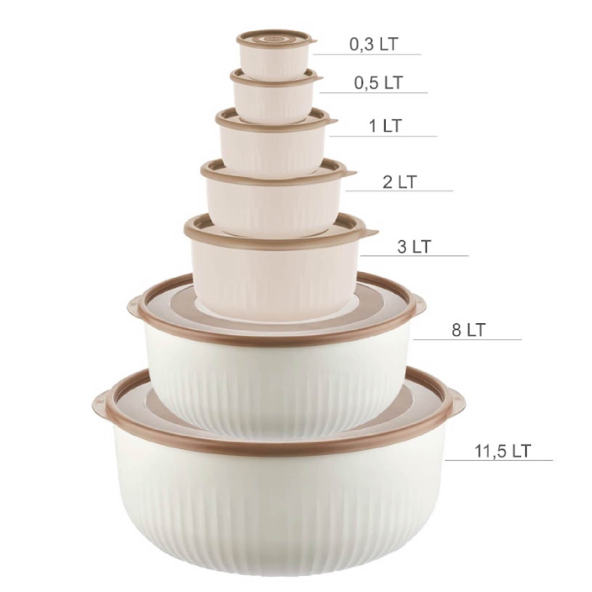 Vip Ahmet Vorratsdose Vorratsdosen rund mit Deckel, (7er Set, 0,3L - 11,5L), BPA-frei