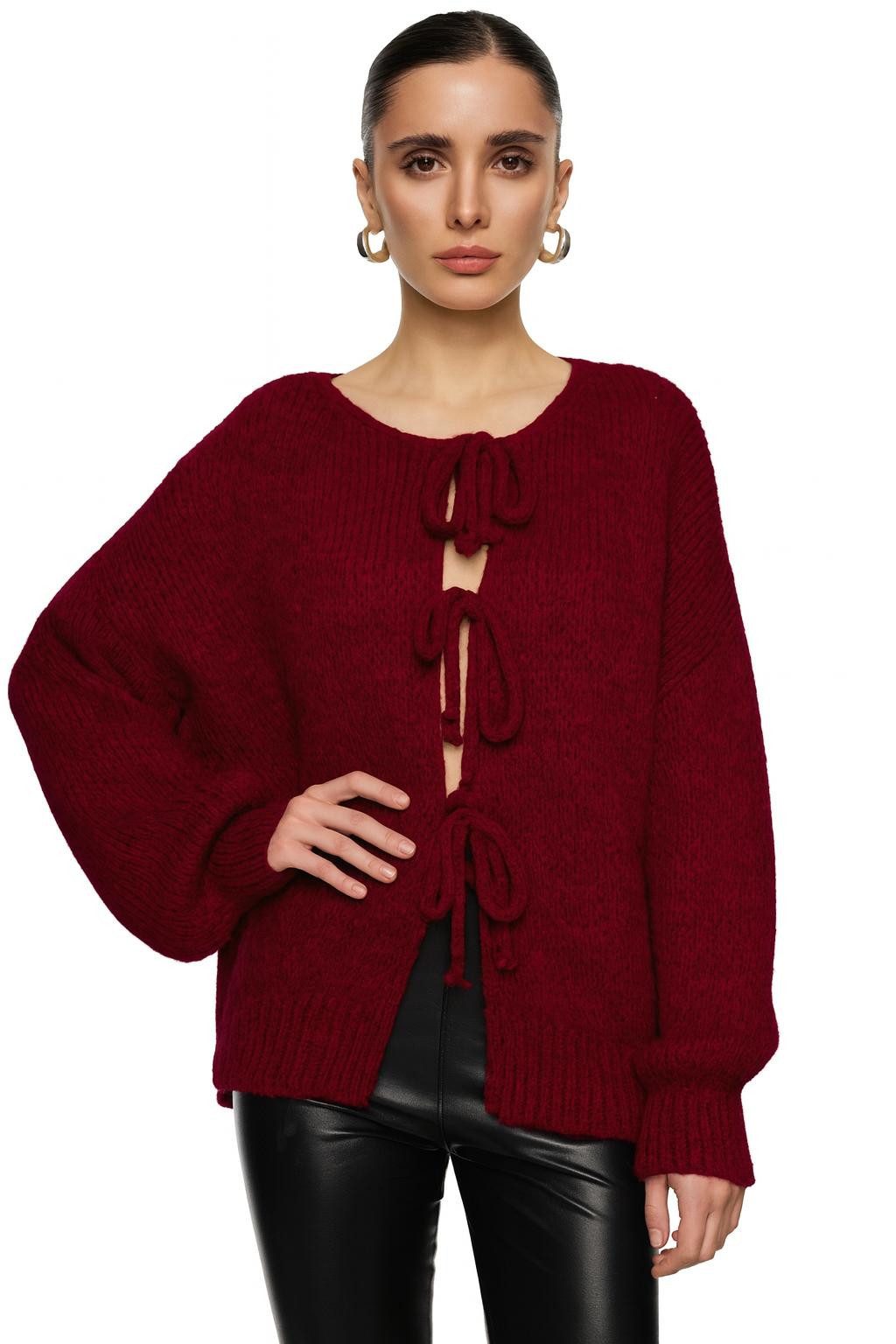 Worldclassca Cardigan WORLDCLASSCA Damen Cardigan Oversize Strickjacke mit Schleife Fashion Neue Kollektion - Stilvolle und gemütliche Strickmode für Damen