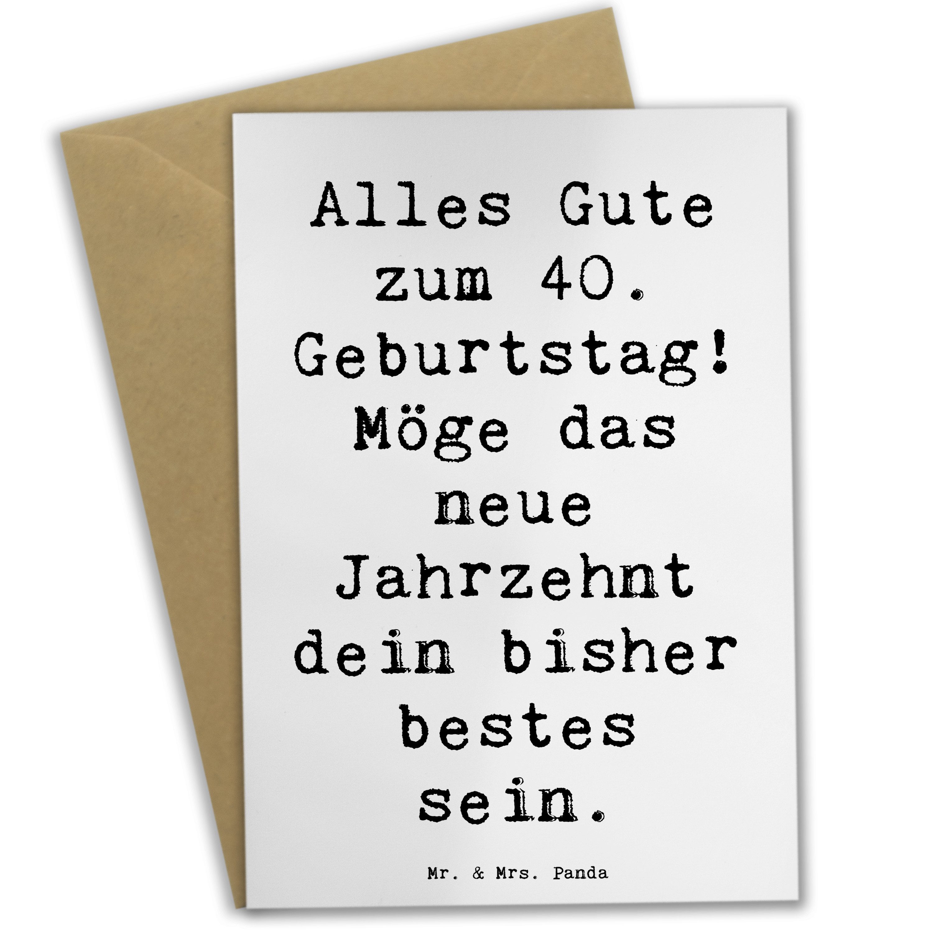 Grußkarte Spruch 40. Geburtstag Alles Gute - Weiß - Geschenk, Freude, Glückwüns