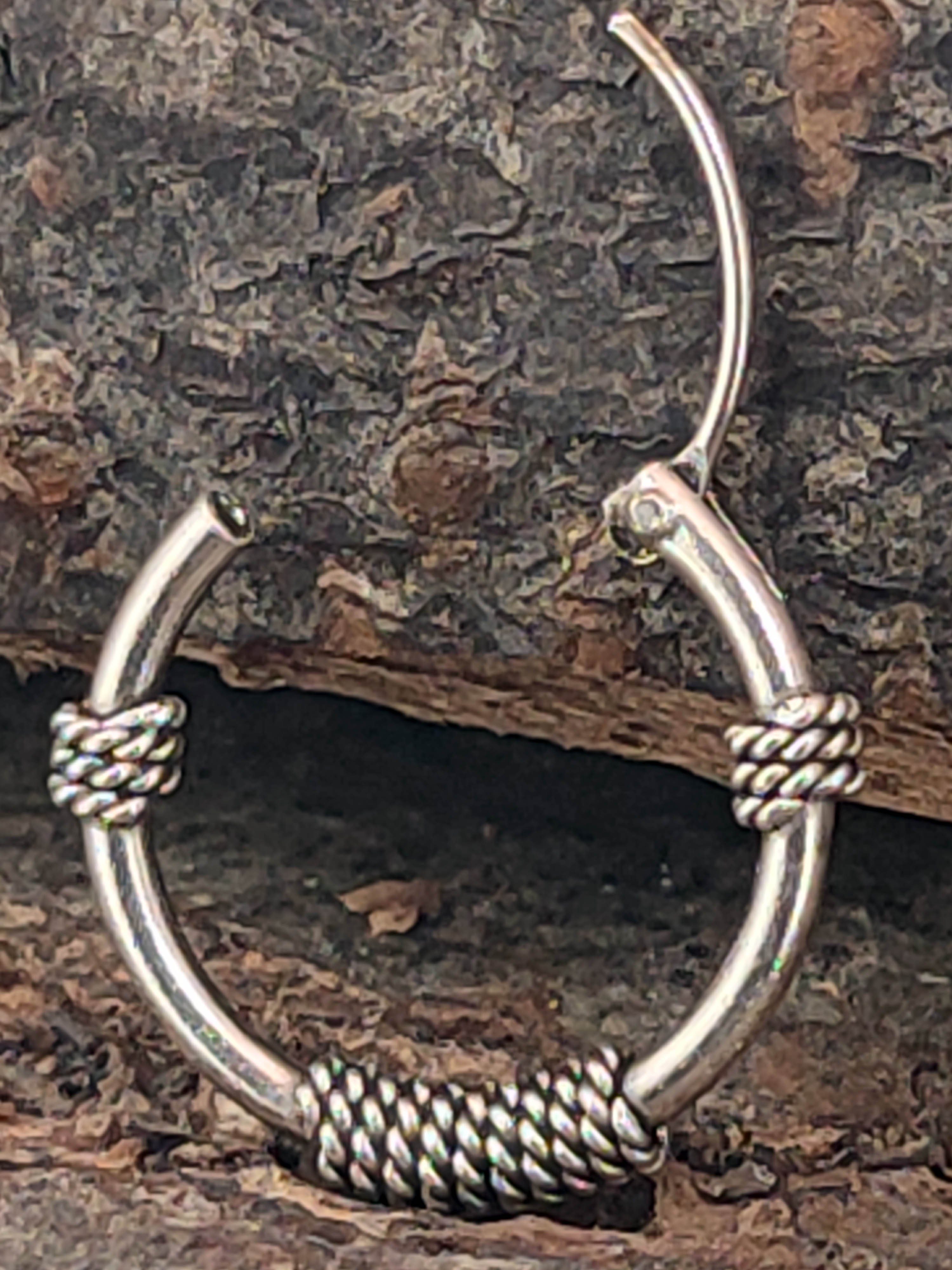 Silber 925 Ohrringe Ohrring-Set Creole Sterling Leather Paarpreis Kiss Kreolen Ohr Bali of