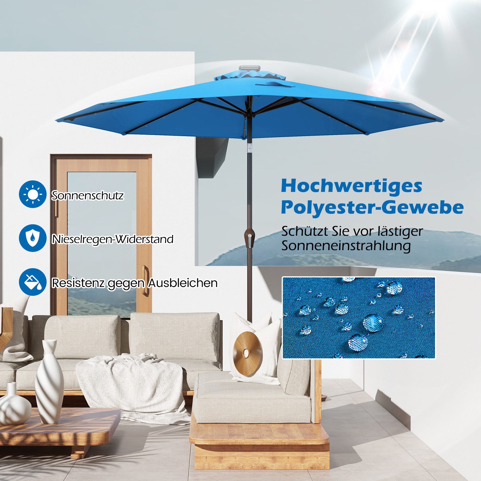 COSTWAY Sonnenschirm φ300 cm Gartenschirm, mit günstig online kaufen