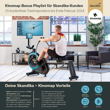 Skandika Rudergerät Nordlys mit Matte, Kinomap App kompatibel, kugelgelagerte Schwenkarme, klappbar