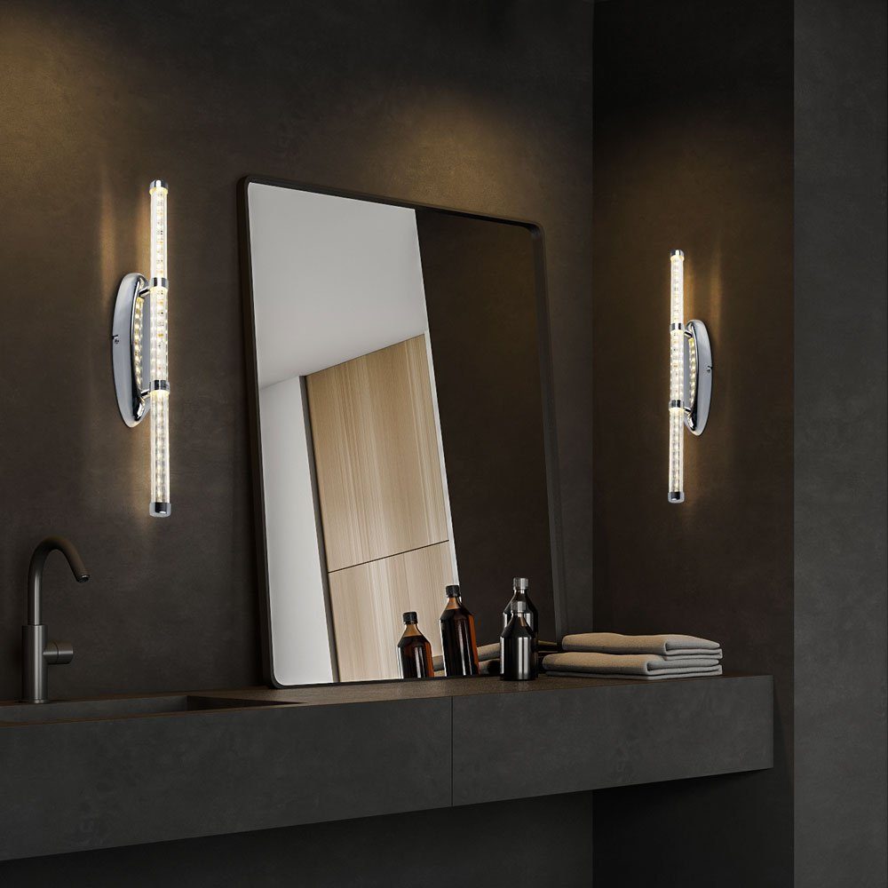 Wand Spiegel Badezimmer LED Zimmer LED-Leuchtmittel fest etc-shop Leuchte Bad Wandleuchte, Schlaf LED Wohn verbaut, Warmweiß, Set 2er