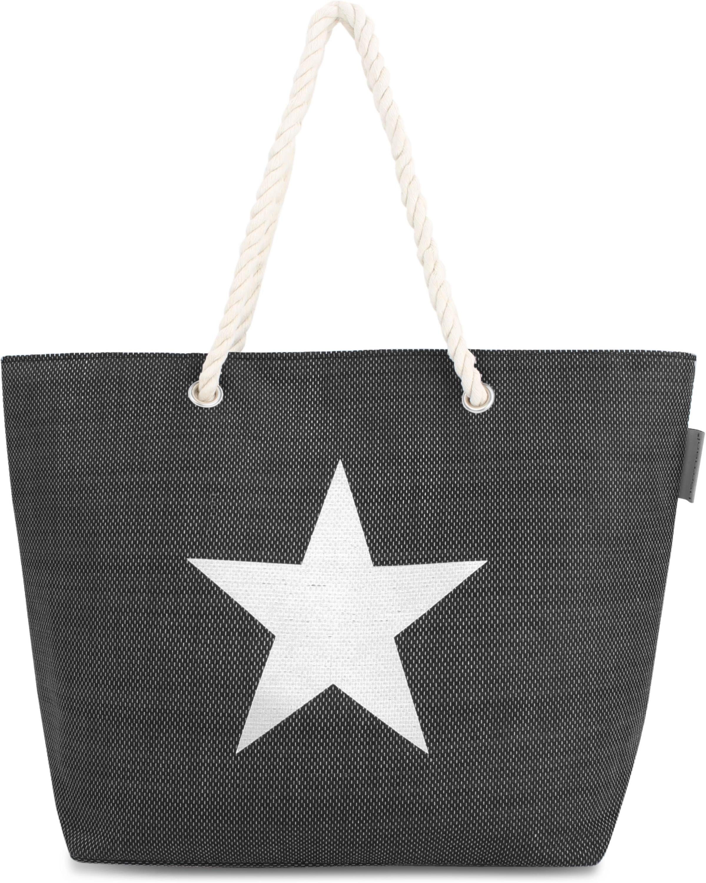 als Sommer-Umhängetasche, Strandtasche, Schultertasche tragbar Henkeltasche Strandtasche Black normani Bequeme Star