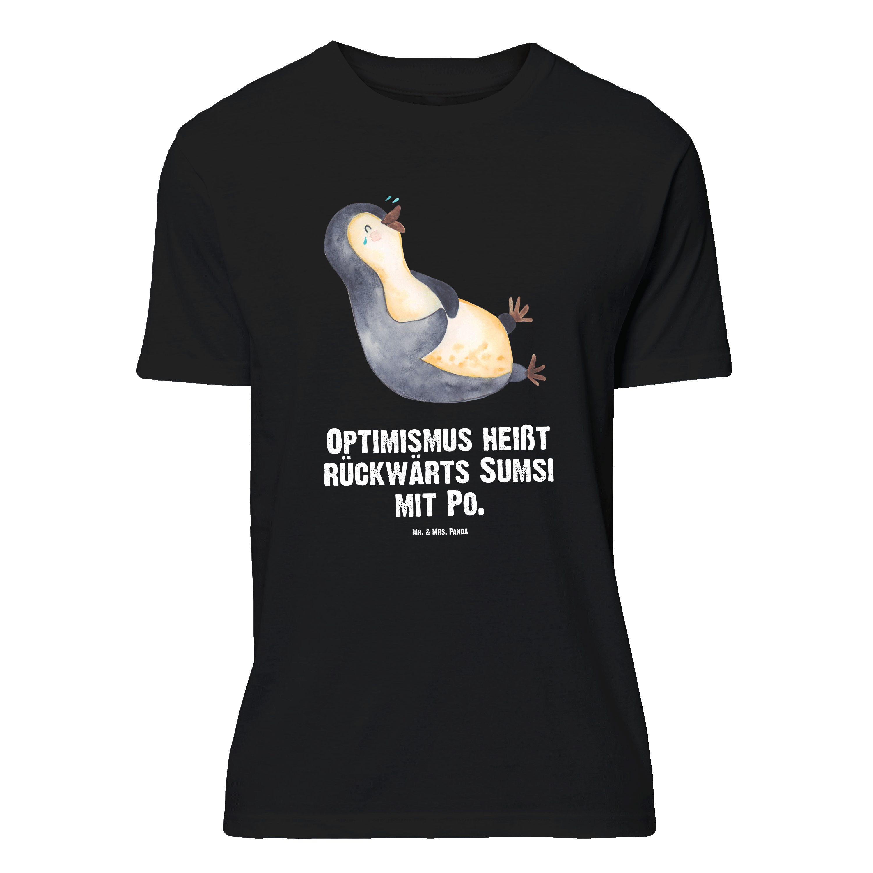 Mr. & Mrs. Panda T-Shirt Pinguin Lachen, Größe M T-Shirt, Schwarz, Funny, Jubiläum, Pinguine, (Packung, 1-tlg)