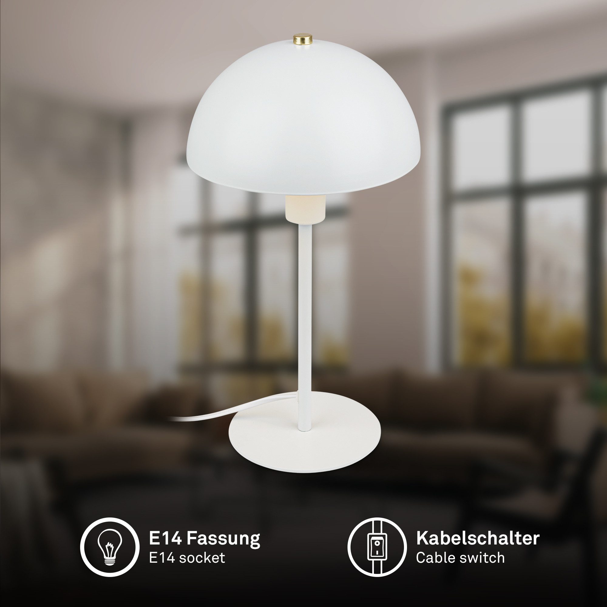 Briloner Leuchten LED Tischleuchte Pilzlampe Pura Tischlampe Nachttisch Kommodenlampe, ohne Leuchtmittel, Abhängig vom Leuchtmittel