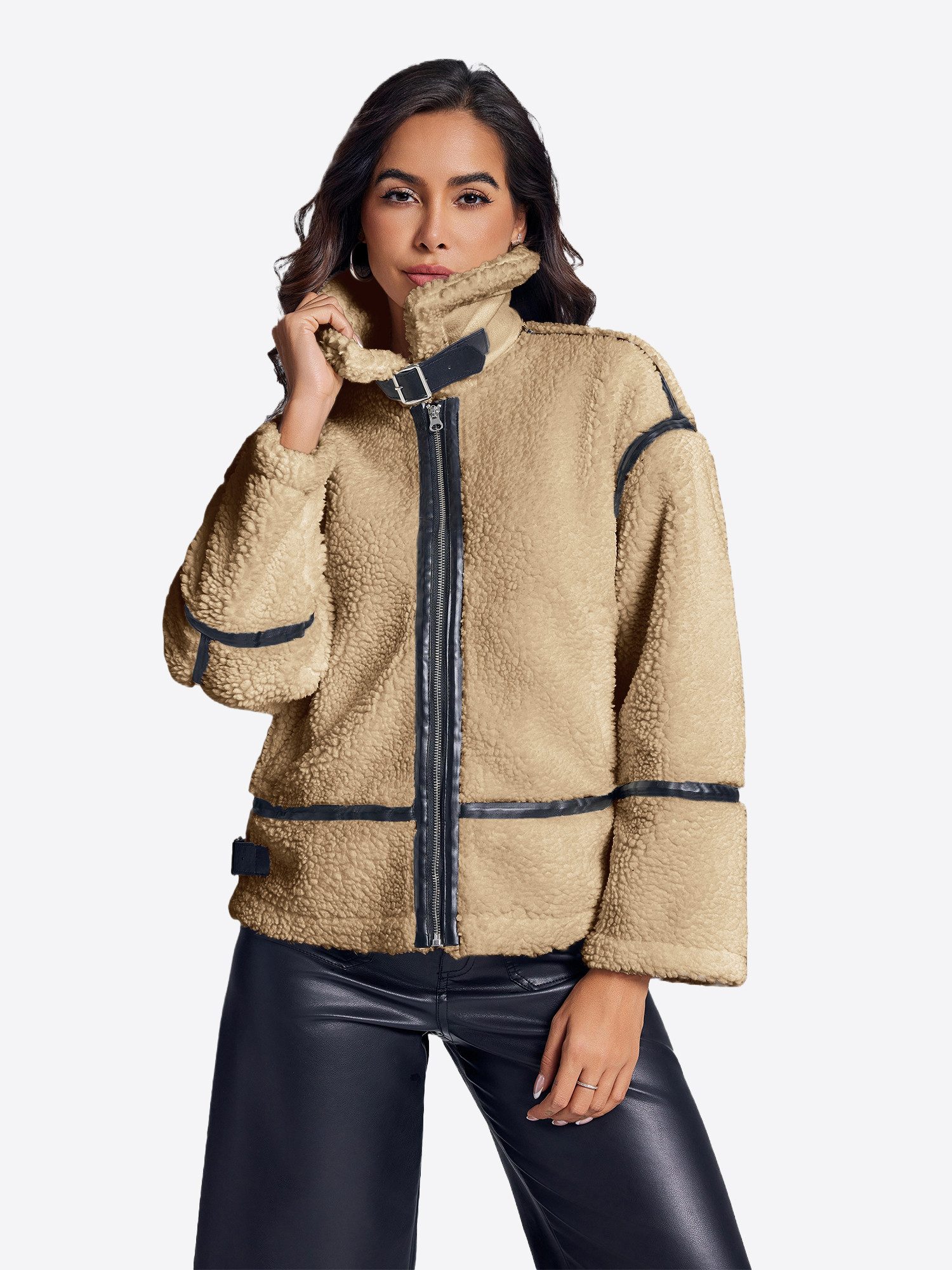 Imily Bela Fellimitatjacke Damen-Flauschmantel mit Reißverschluss (Packung, günstig online kaufen