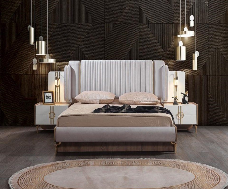 JVmoebel Schlafzimmer-Set Set Neu, Bett Kleiderschrank 2x 5tlg Design Nachttisch (5-St) Luxus