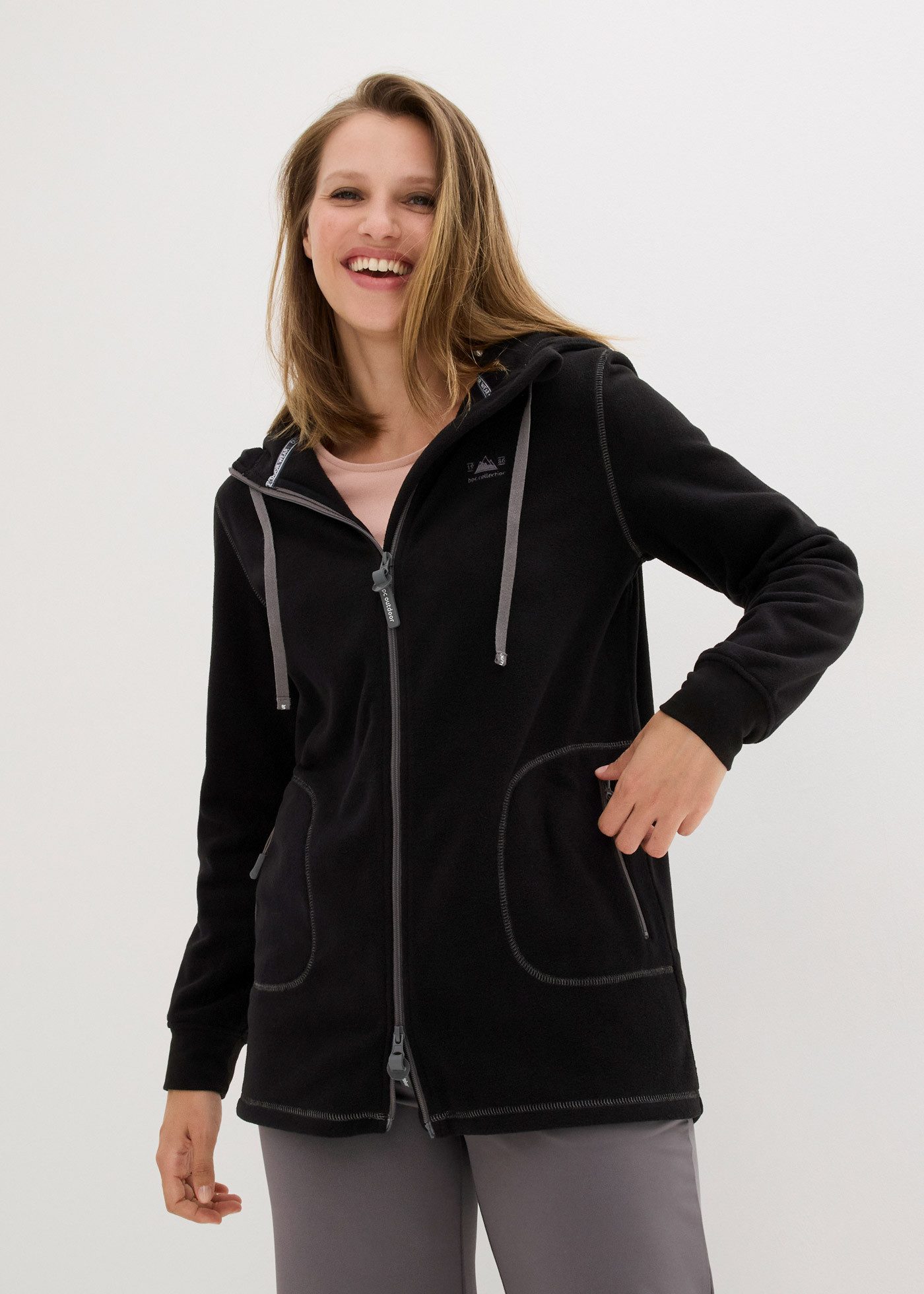 bonprix Fleecejacke A-Linien-Schnitt, Langarm-Design, aus 100% Polyester, R günstig online kaufen