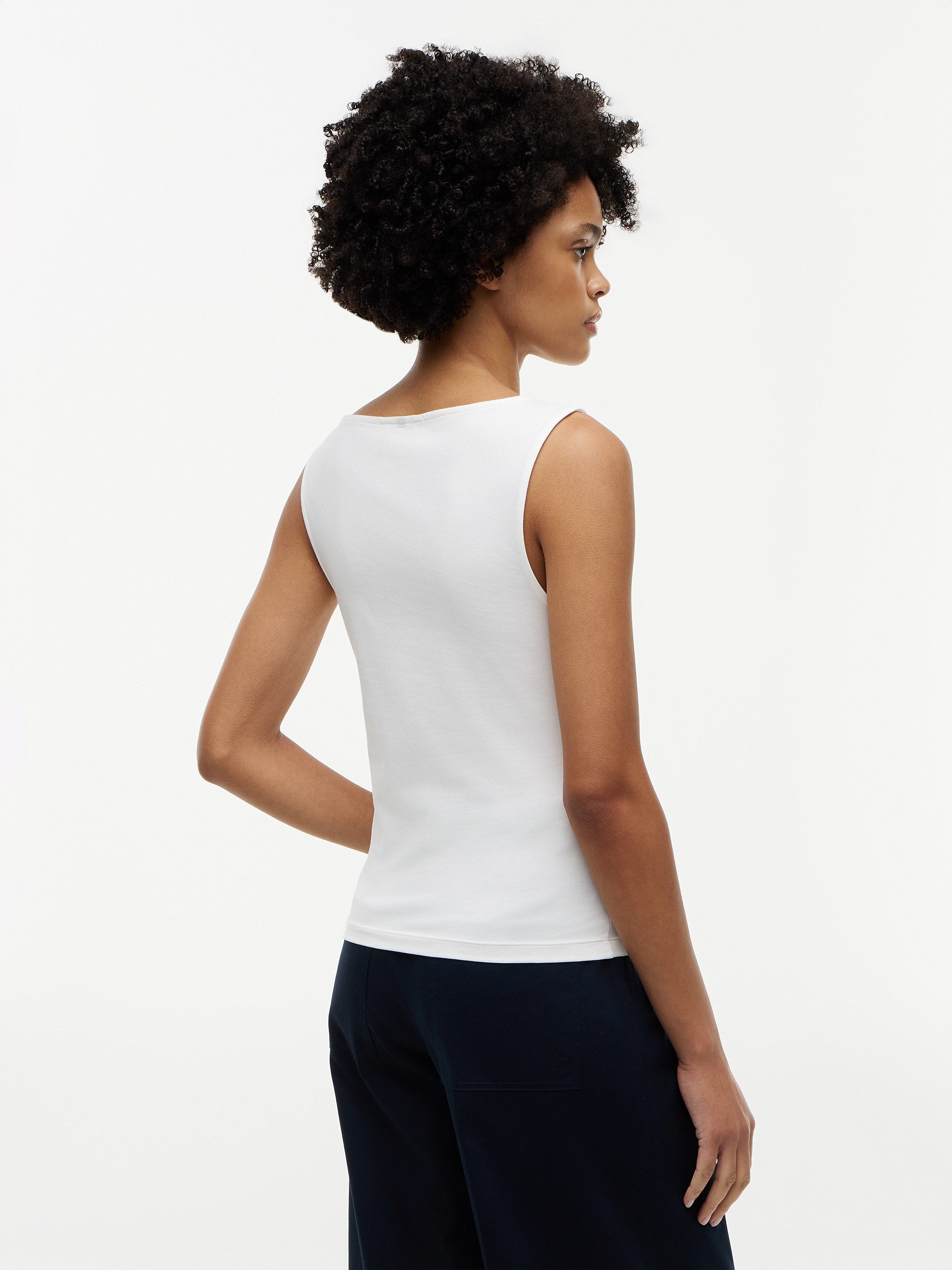 Tommy Hilfiger Tanktop CLASSIC SCRIPT BOAT-NK TOP Baumwollmischung, U-Boot Ausschnitt