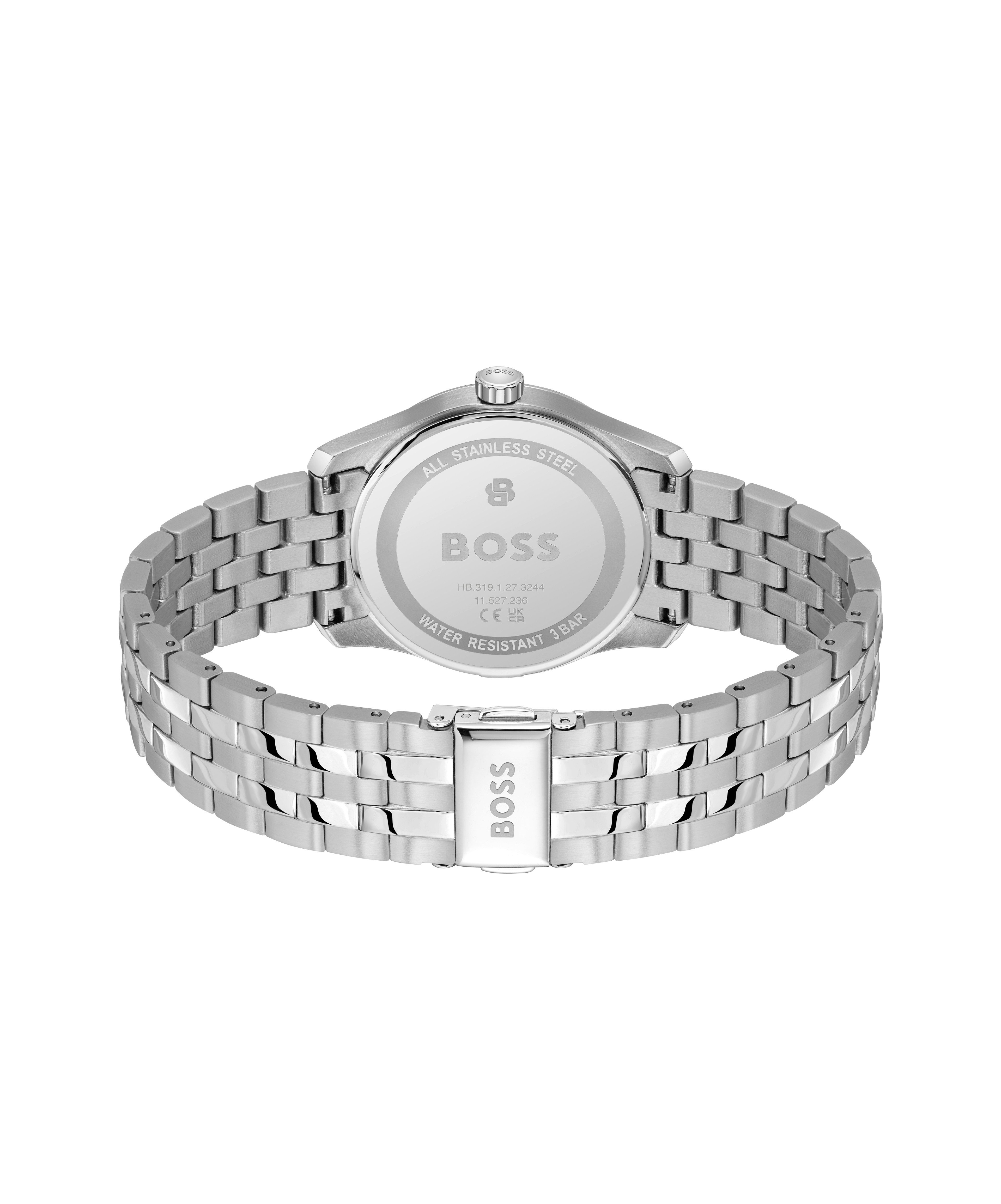 BOSS Quarzuhr PRINCIPLE 1514365, Armbanduhr, Damenuhr, Herrenuhr, Edelstahlarmband, analog, Tag