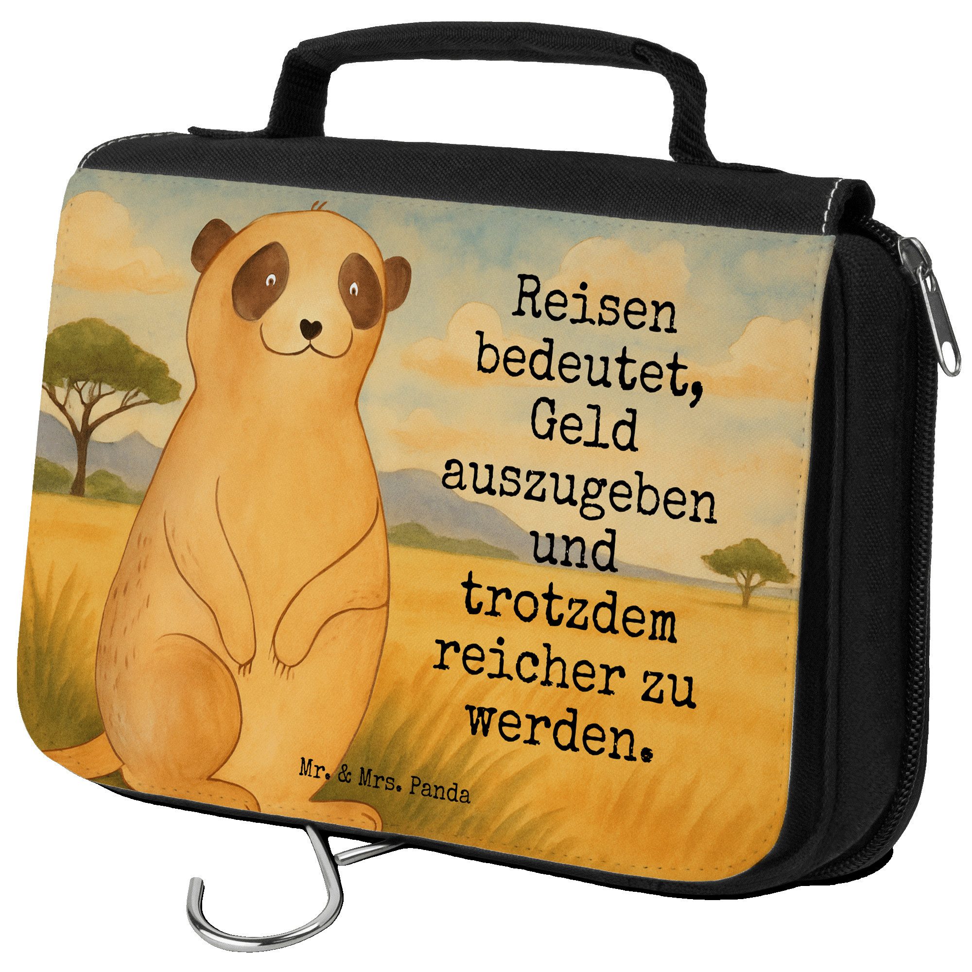 Kulturbeutel Erdmännchen Design, kulturtäschchen, Weiß, Reisen, Afrika, duschbeute