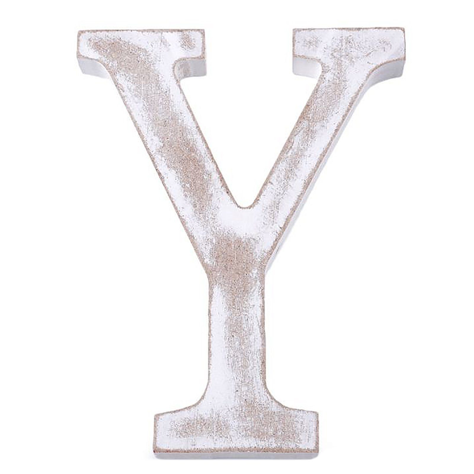 maDDma Deko-Buchstaben 3D Holzbuchstabe 11 cm, weiß-vintage, Einzelbuchstabe "Y"