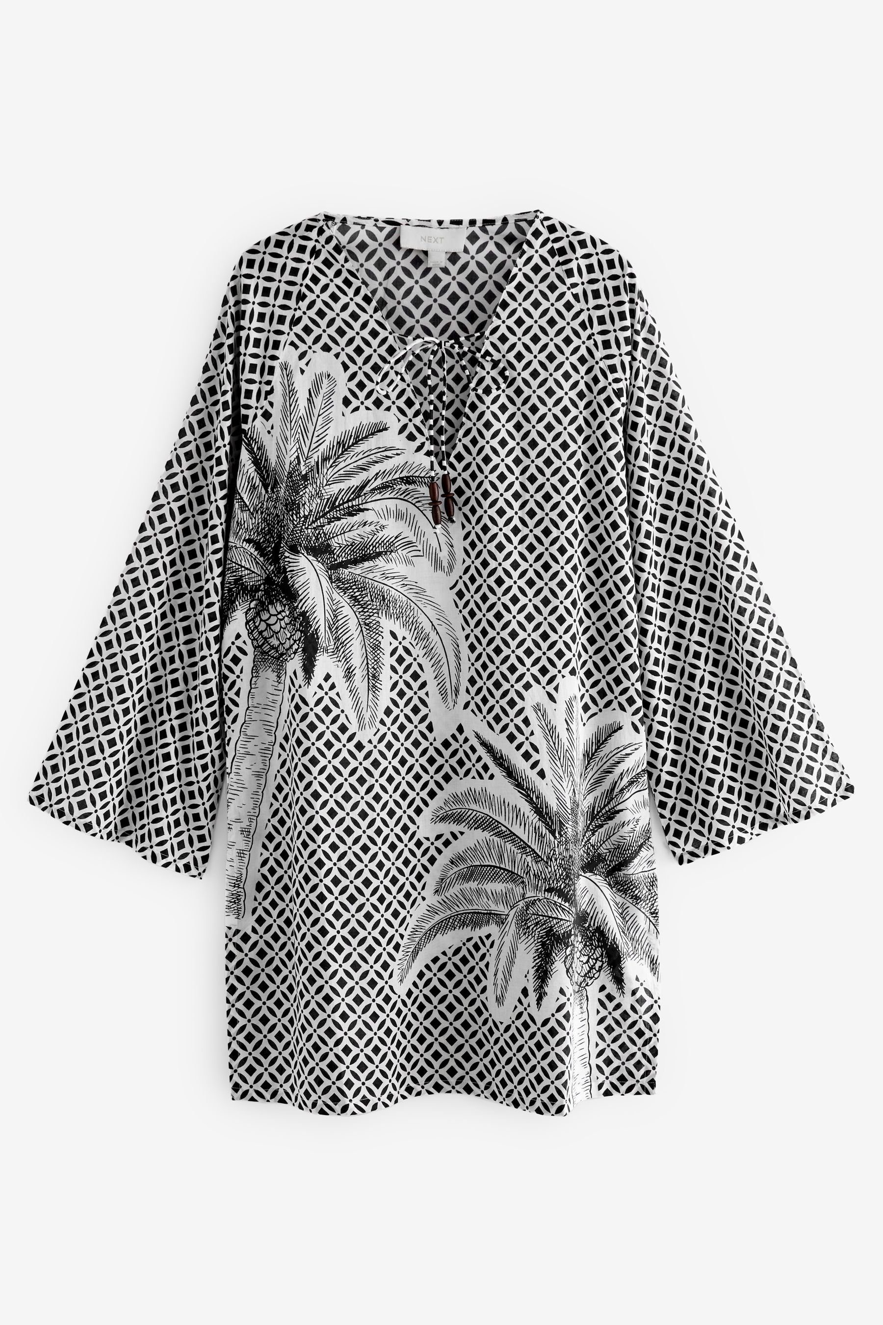 Next Strandshirt Cover-Up Kaftan (1-tlg) Black/White Palm