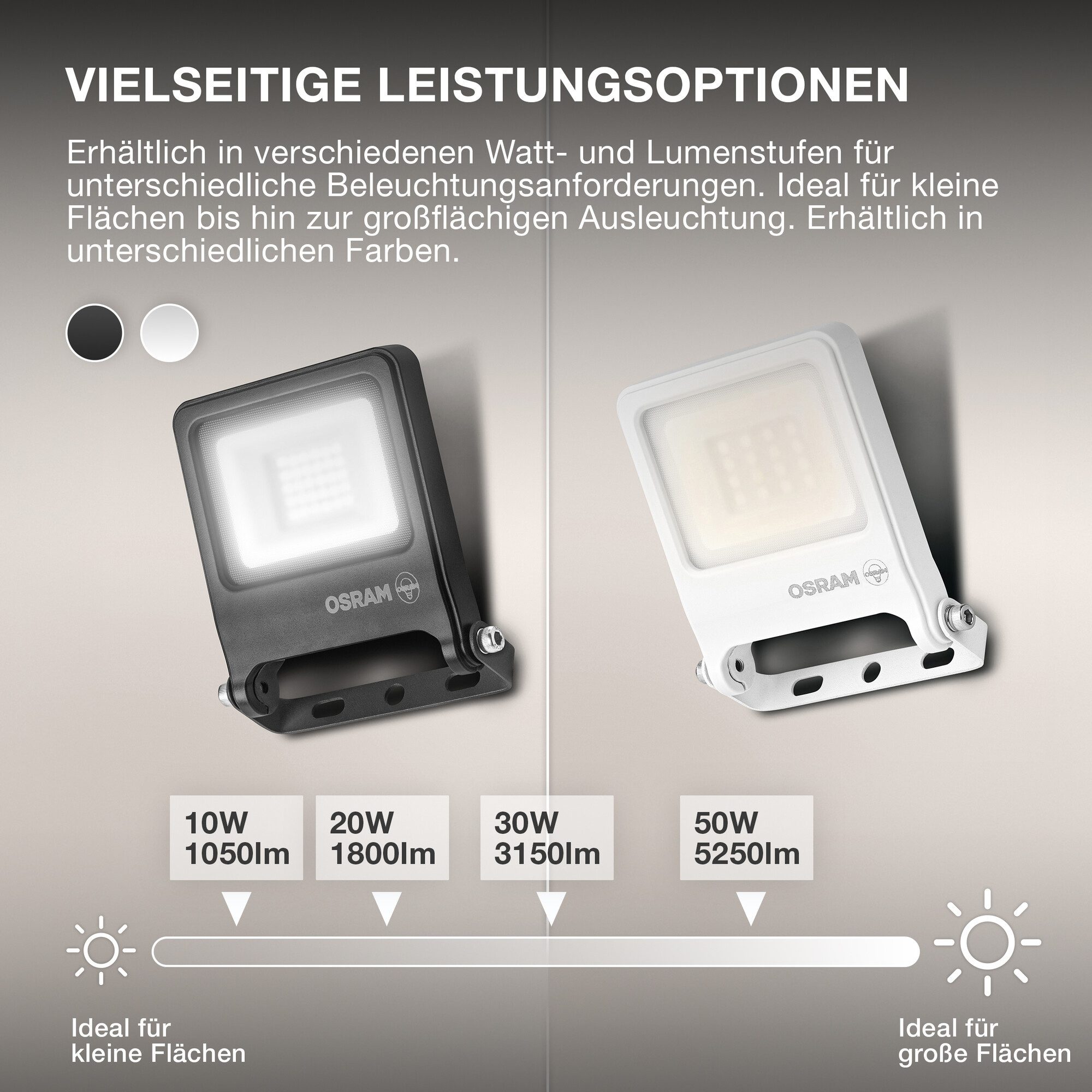 Osram LED Flutlichtstrahler ENDURA® Flood Warm White PCR, LED fest integriert, Warmweiß, grau, LED-Modul, Aluminium