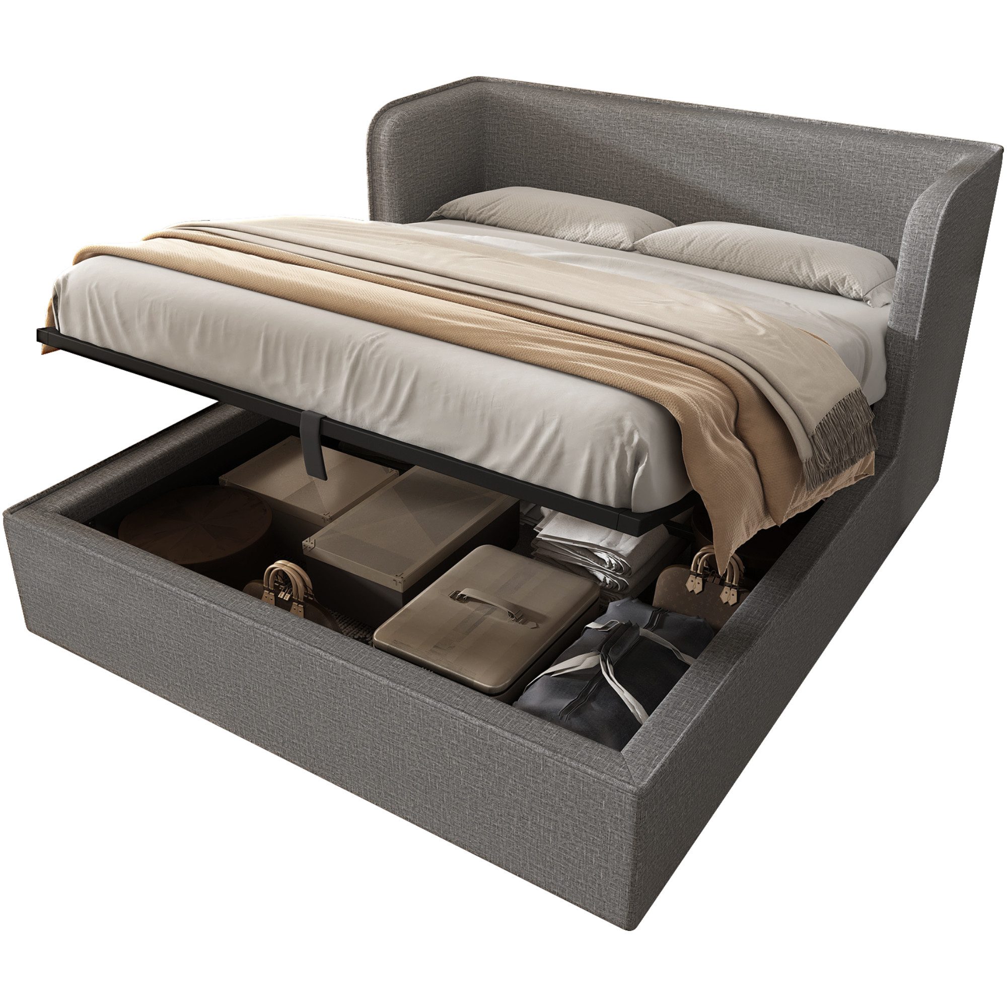 REDOM Polsterbett Hydraulisches Funktionsbett (Struraumbett, Doppelbett, 1- günstig online kaufen