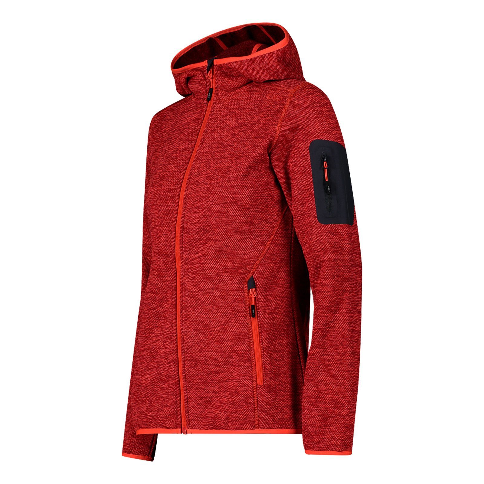 Fleecejacke CMP papavero Knit fluo red 22CP / Hood Tech™ Jacket besonders Woman Material Fix anthracite / aus